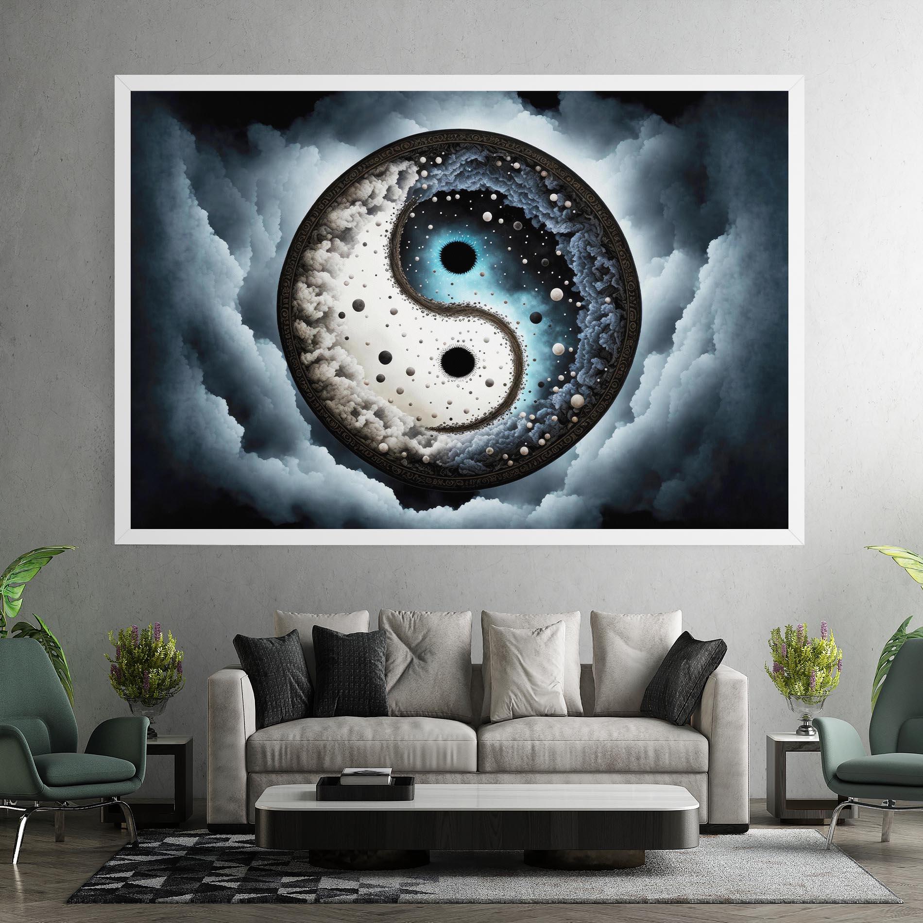 Vászonkép Black Blue Yinyang mockup 7