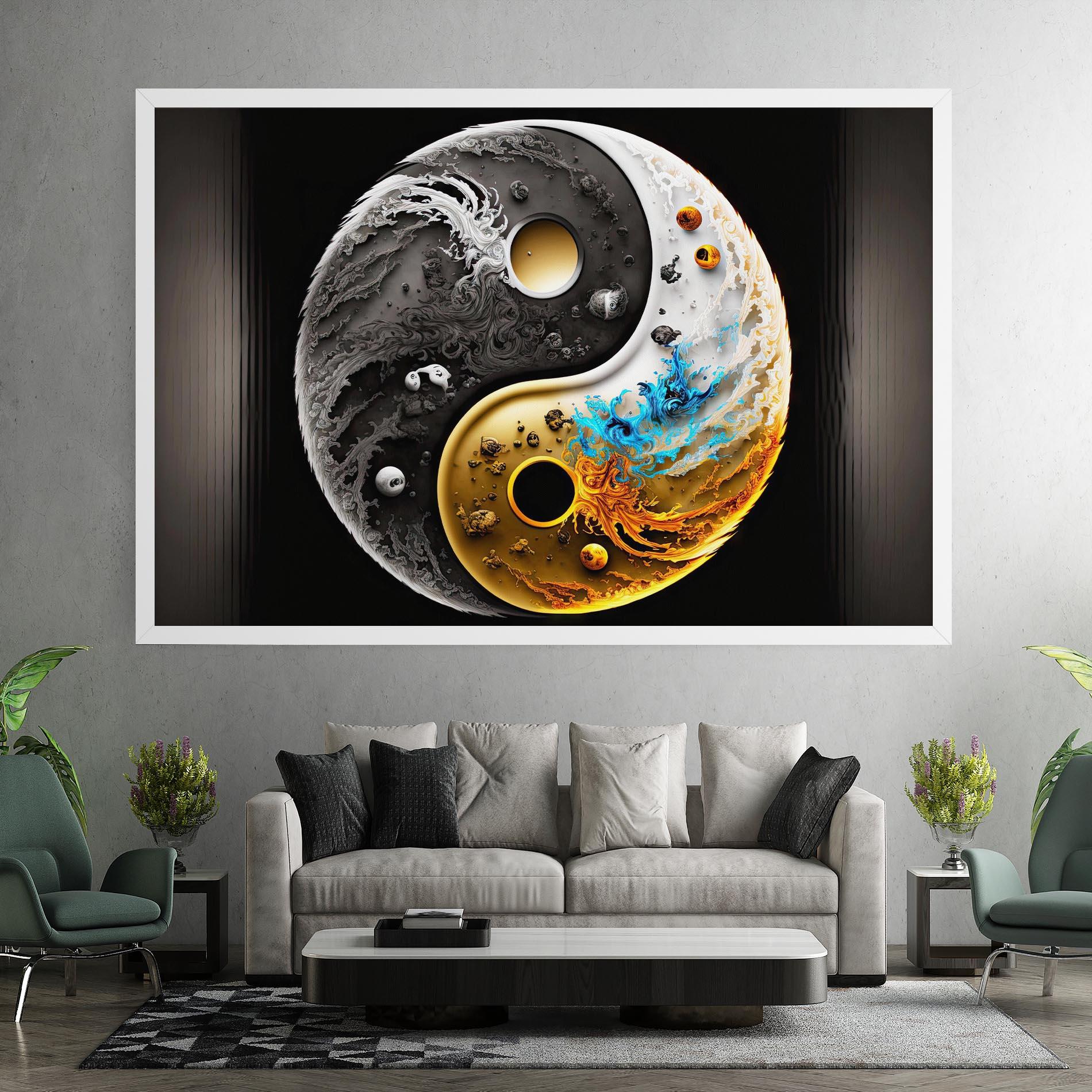 Vászonkép Black Yellow Yinyang mockup 7