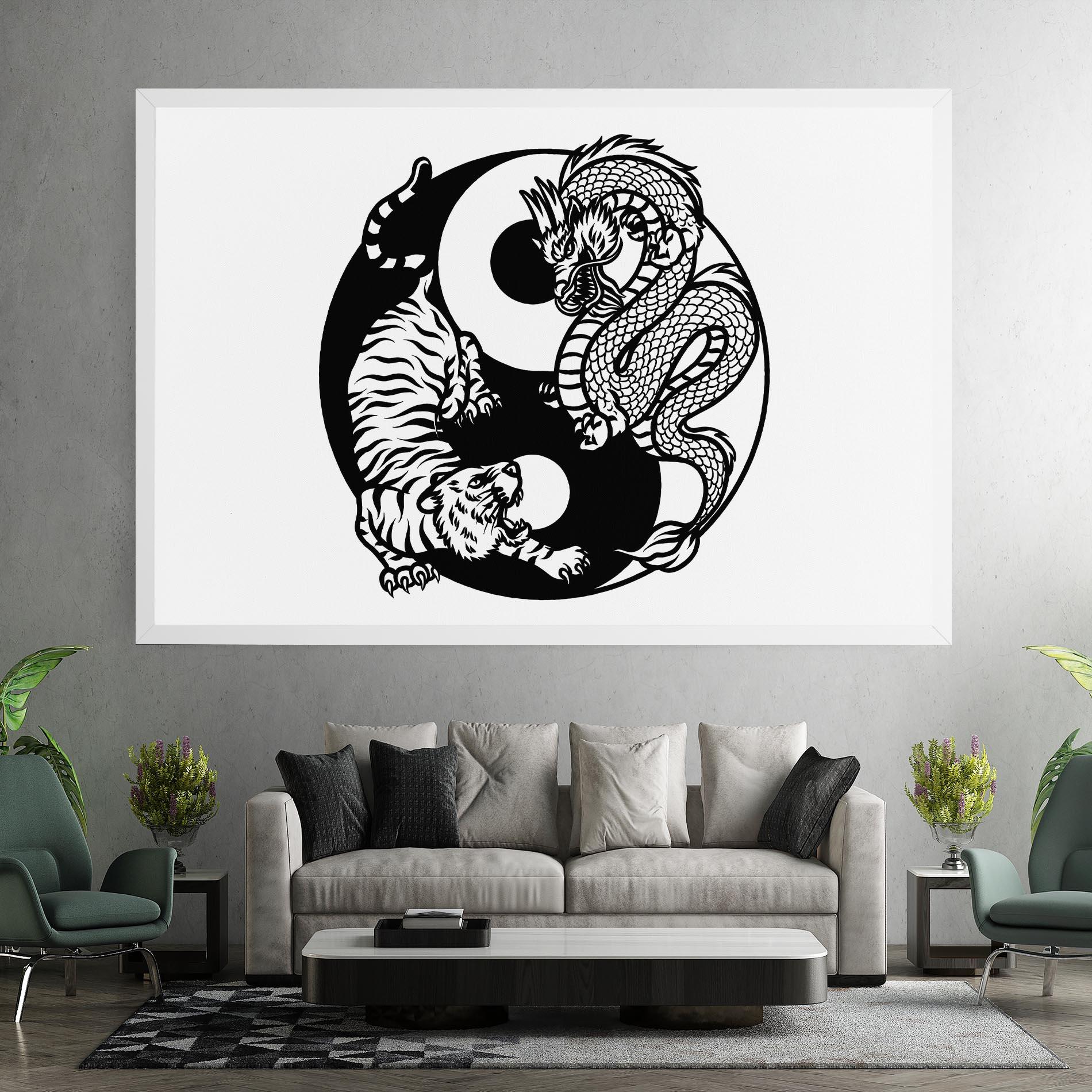 Vászonkép Tiger Dragon Yinyang mockup 7