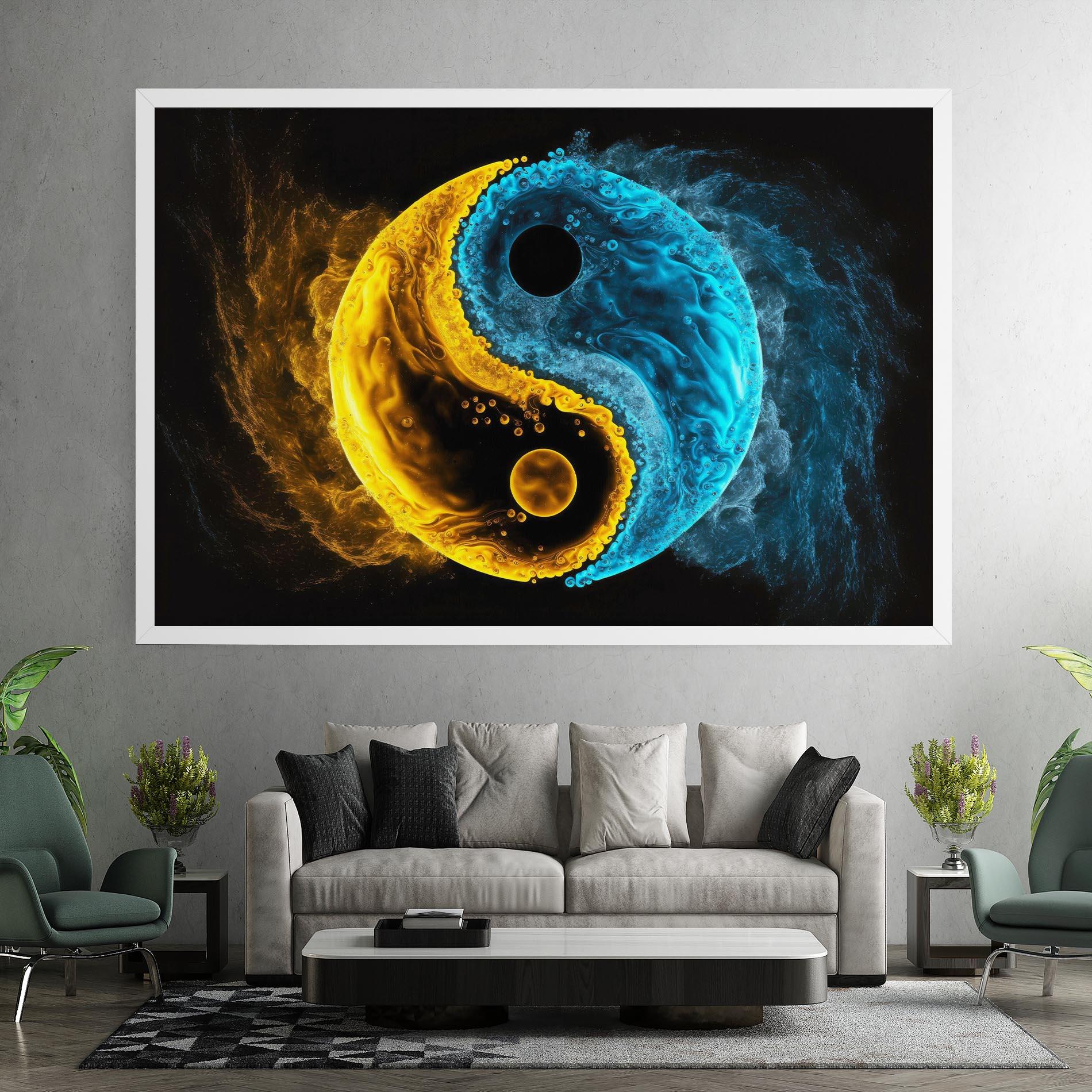 Vászonkép Yellow Blue Yinyang mockup 7