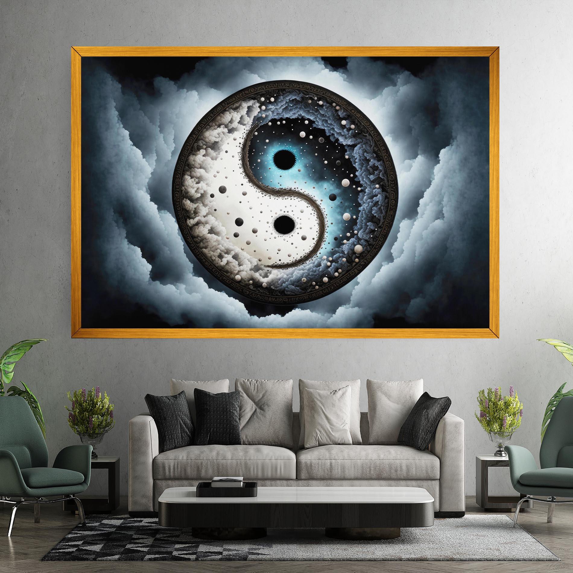 Vászonkép Black Blue Yinyang mockup 7