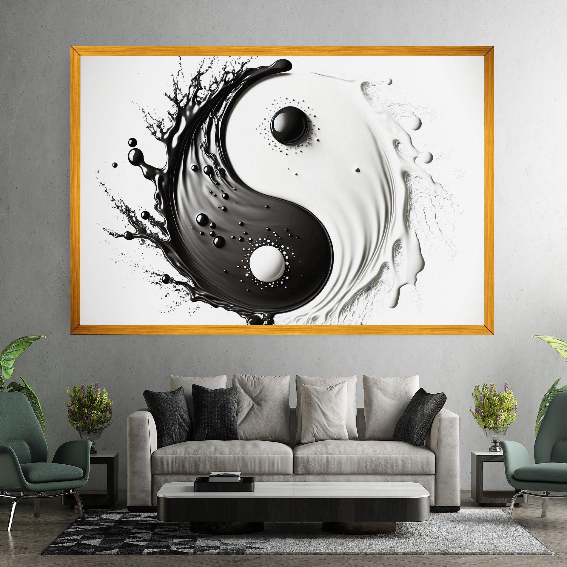 Vászonkép Black Liquid Yinyang mockup 7