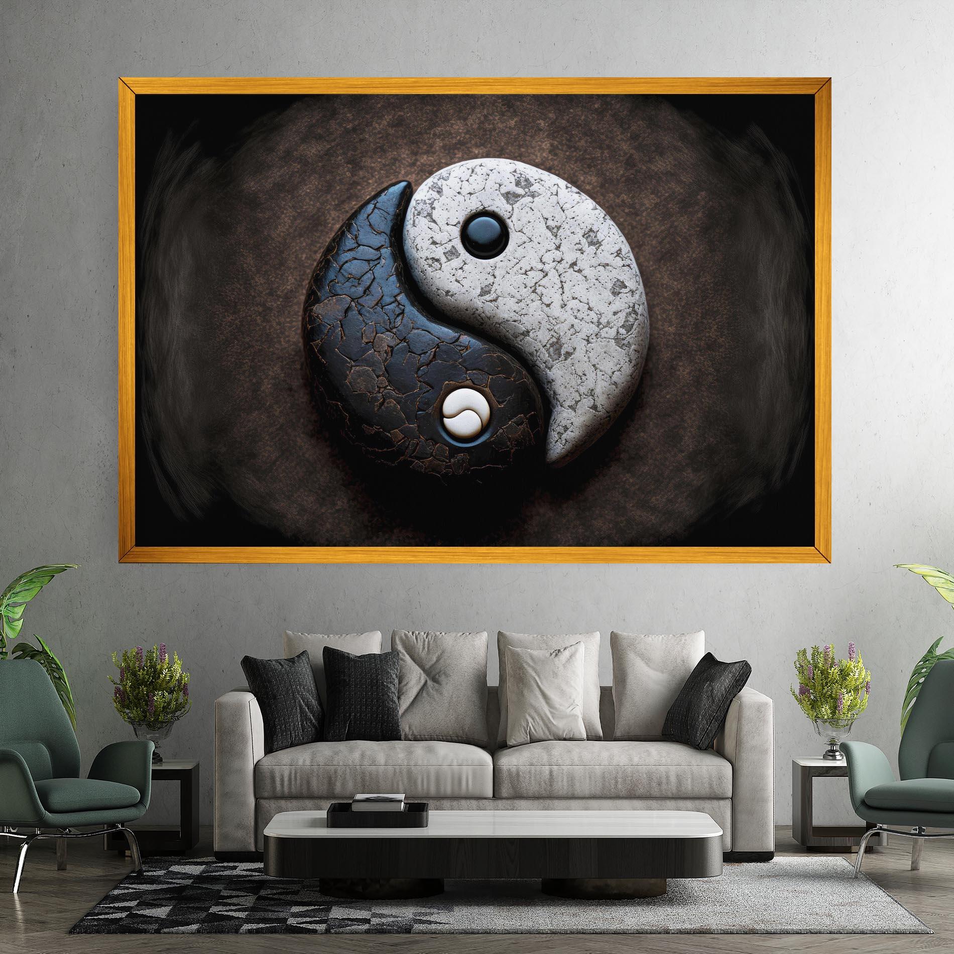 Vászonkép Black Stone Yinyang mockup 7