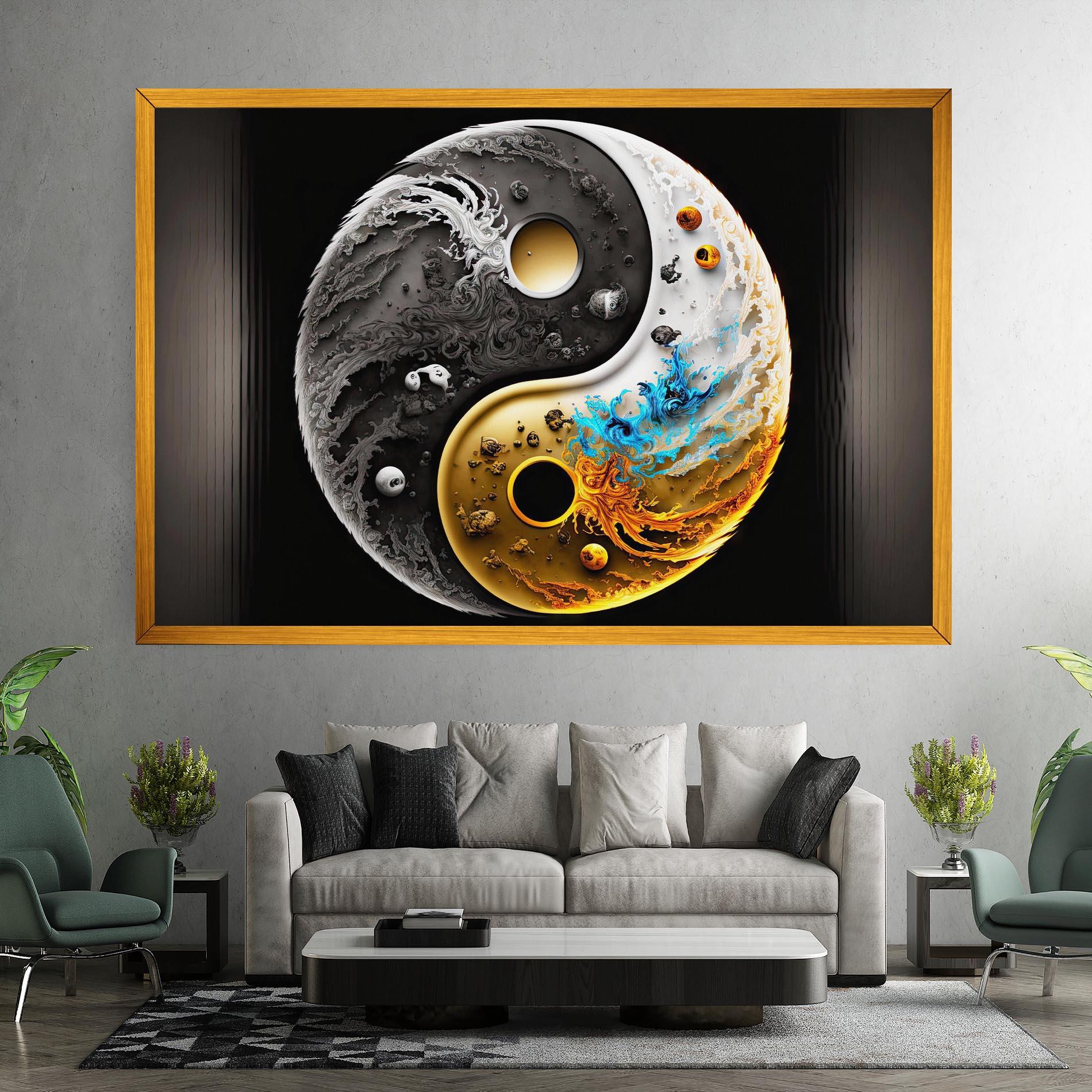 Vászonkép Black Yellow Yinyang mockup 7