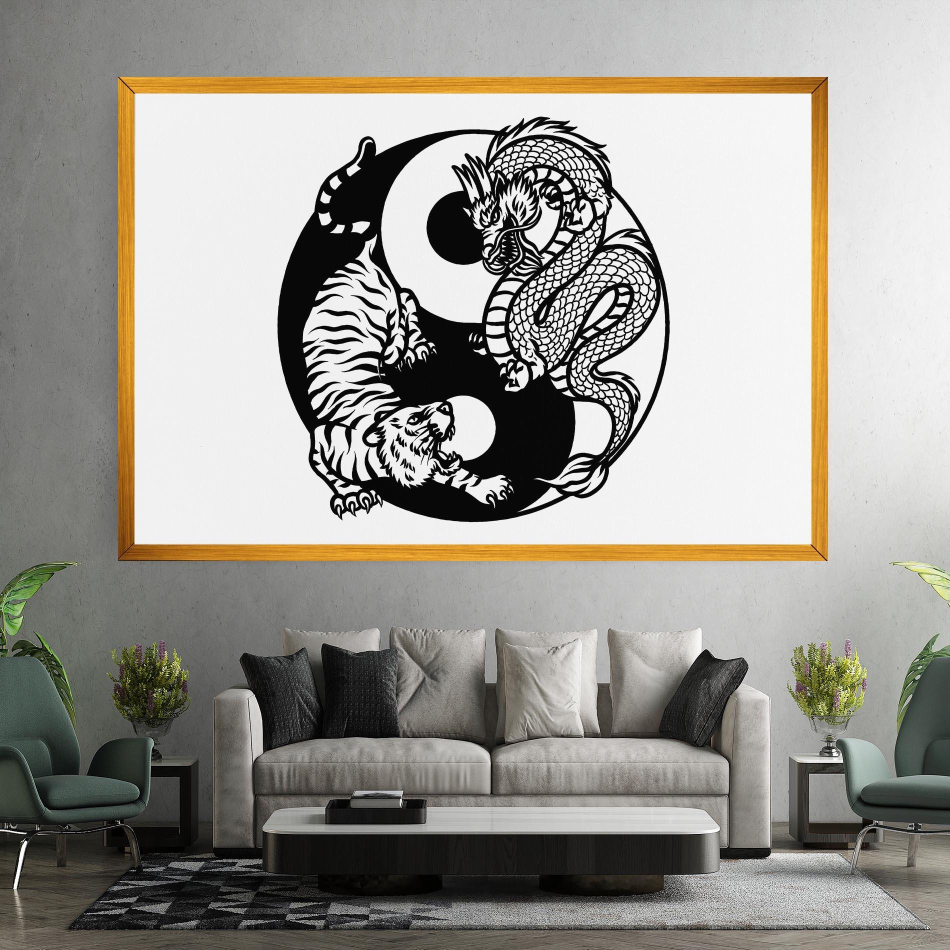 Vászonkép Tiger Dragon Yinyang mockup 7