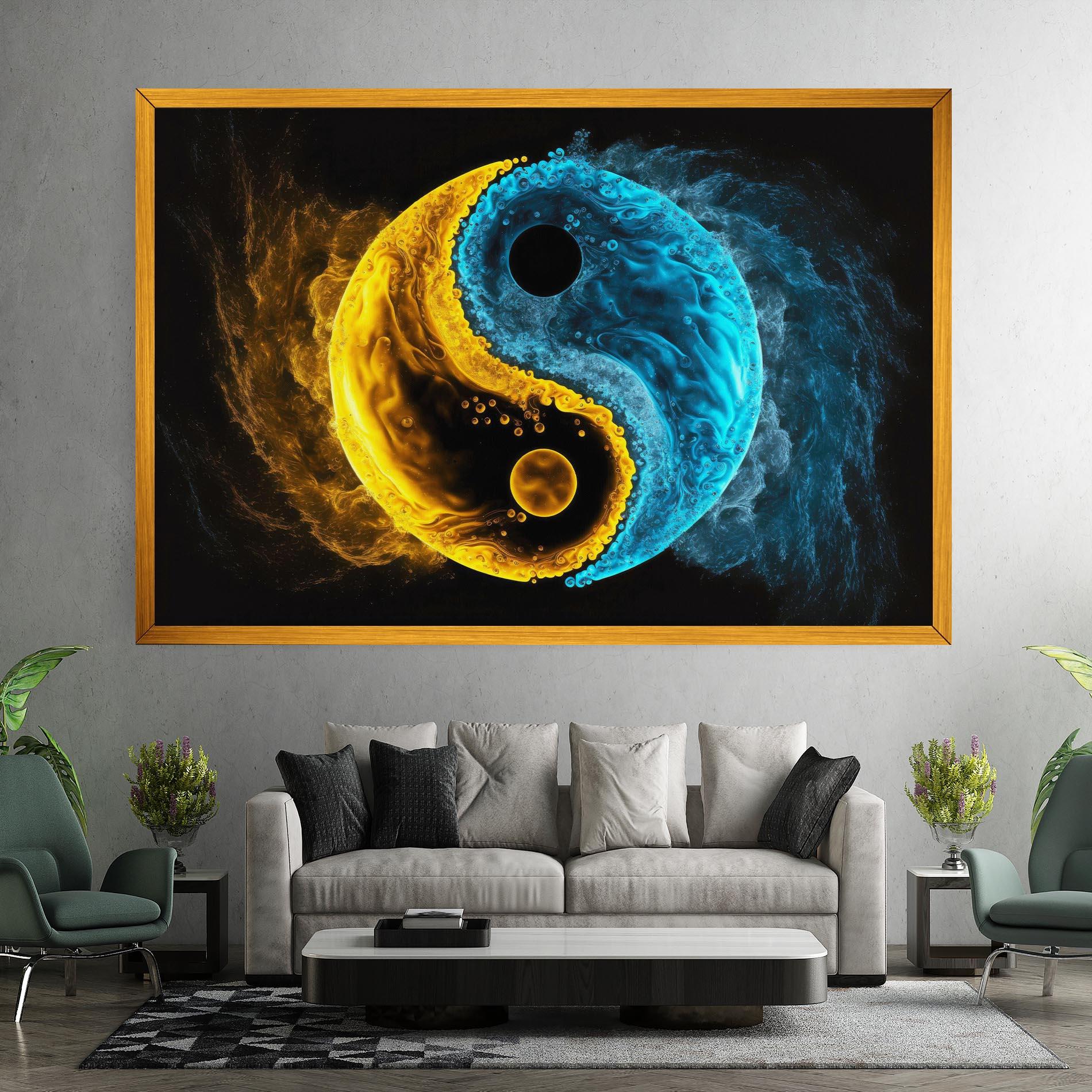 Vászonkép Yellow Blue Yinyang mockup 7