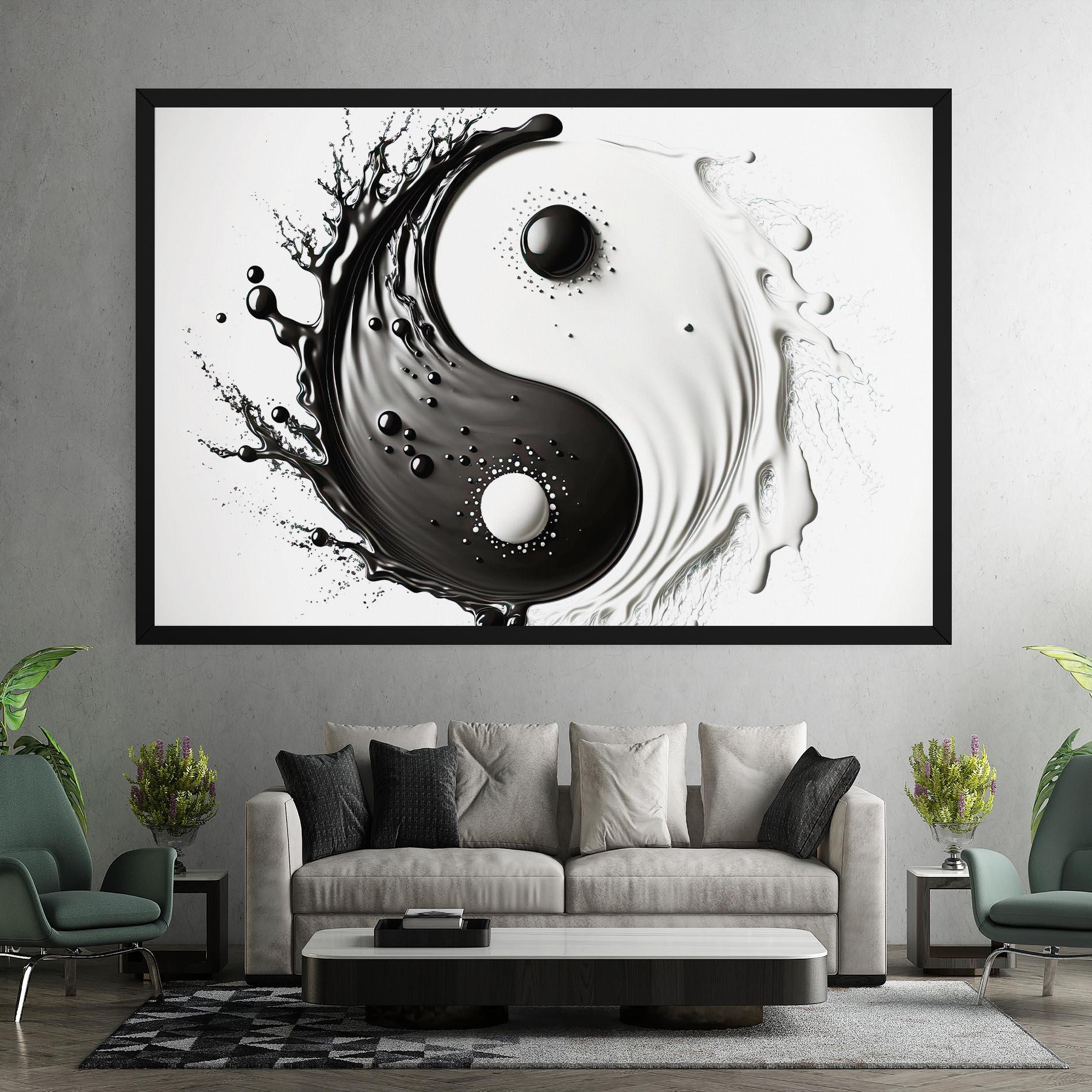 Vászonkép Black Liquid Yinyang mockup 7