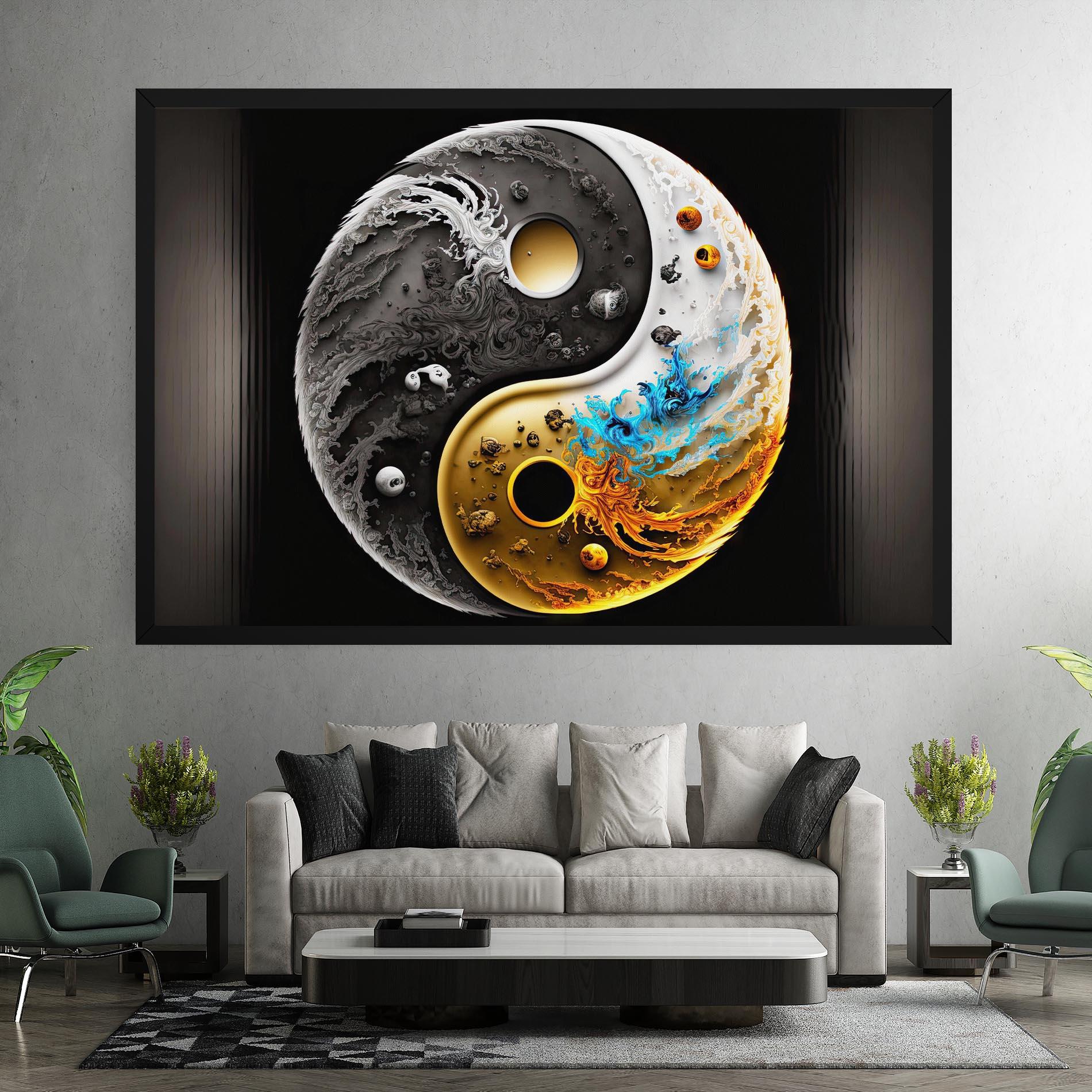 Vászonkép Black Yellow Yinyang mockup 7