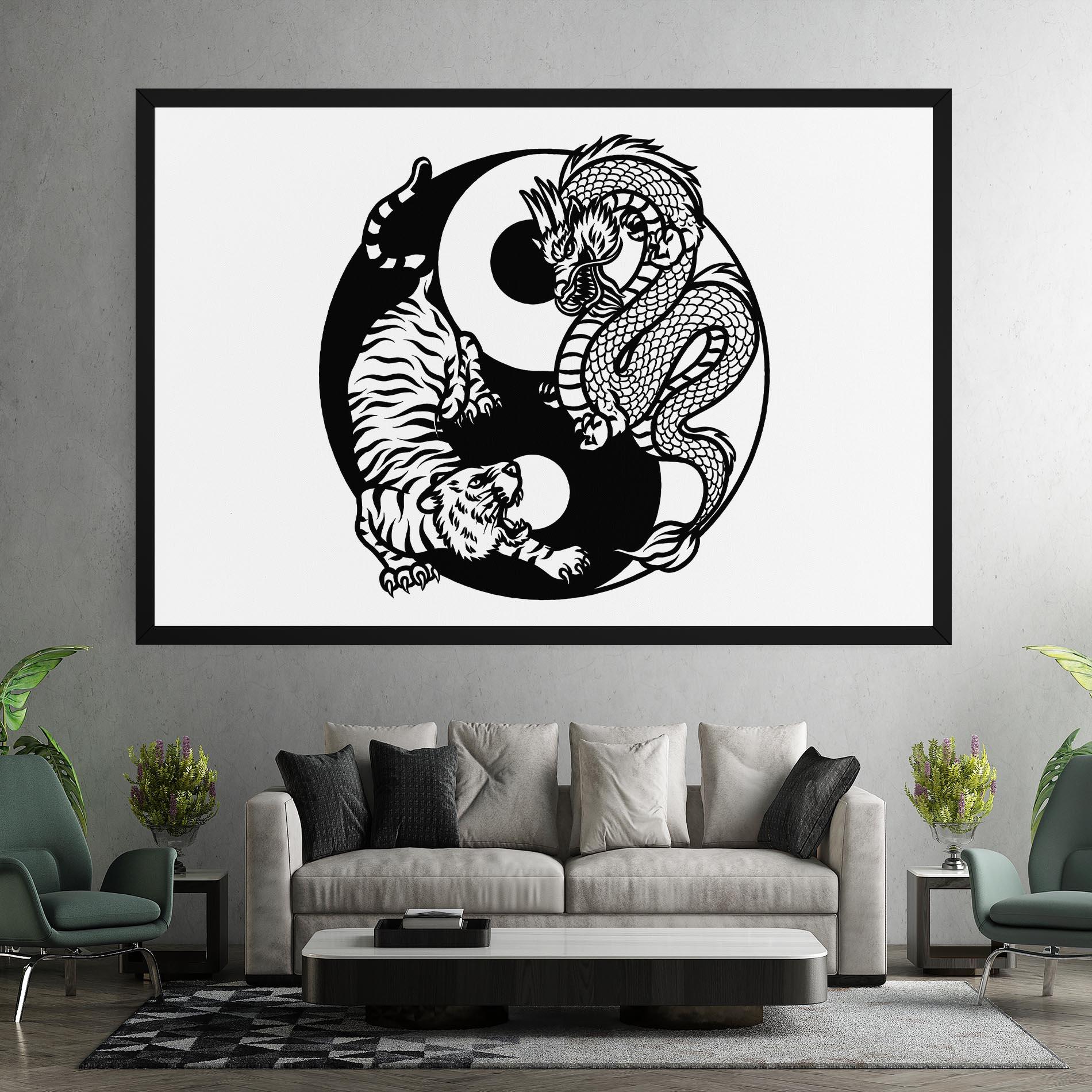 Vászonkép Tiger Dragon Yinyang mockup 7