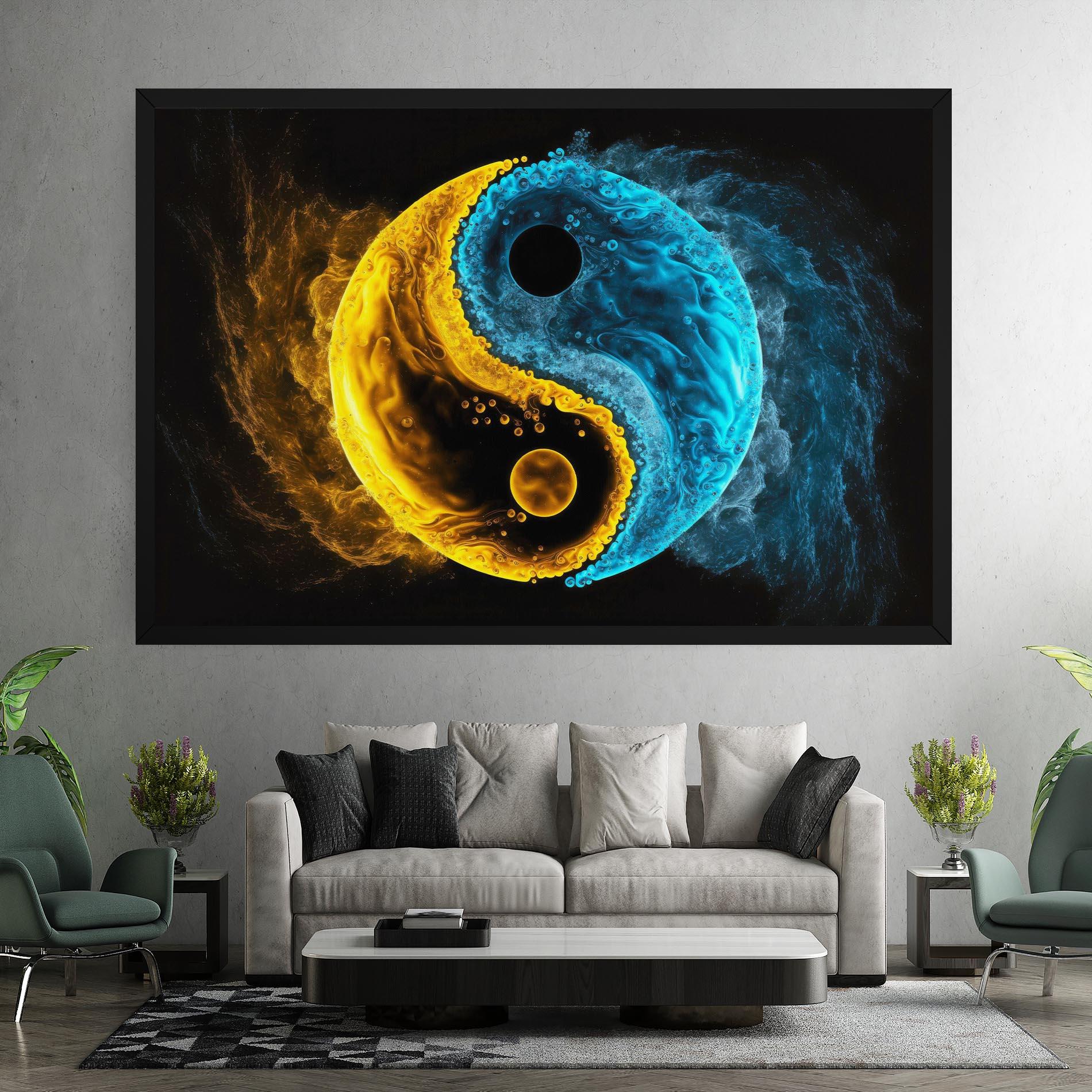 Vászonkép Yellow Blue Yinyang mockup 7