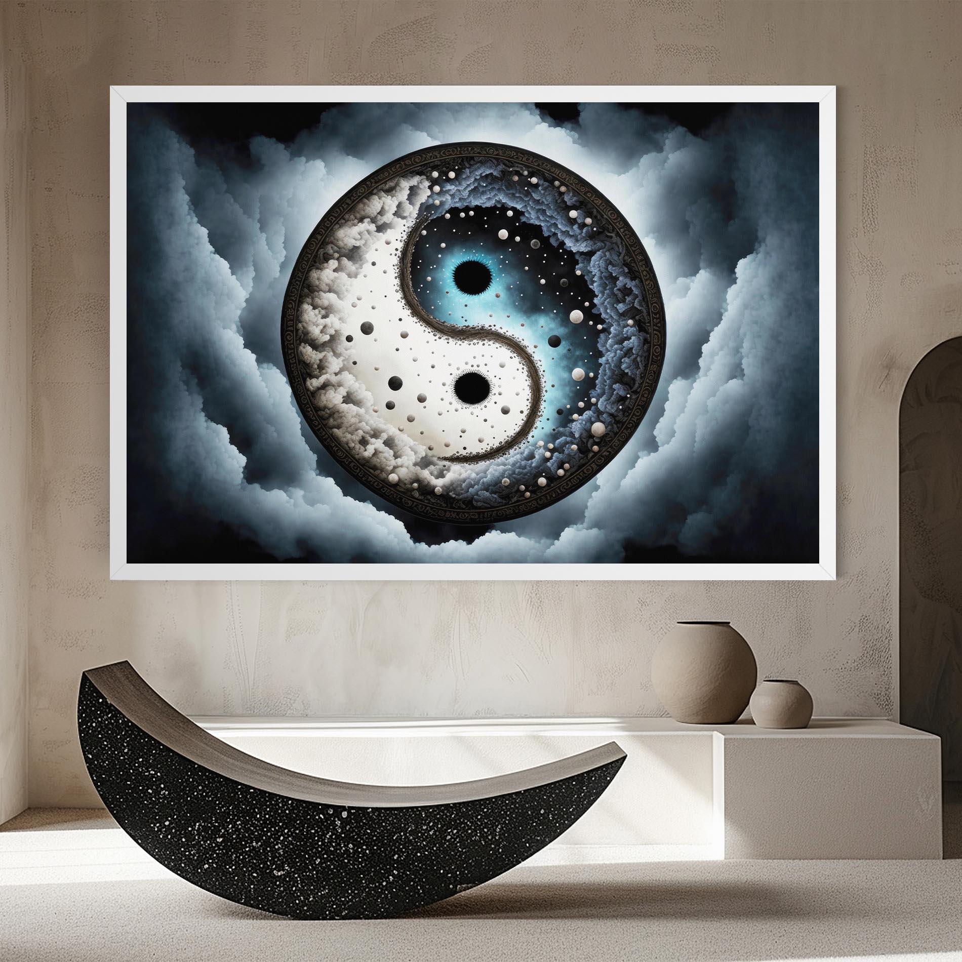 Vászonkép Black Blue Yinyang mockup 8