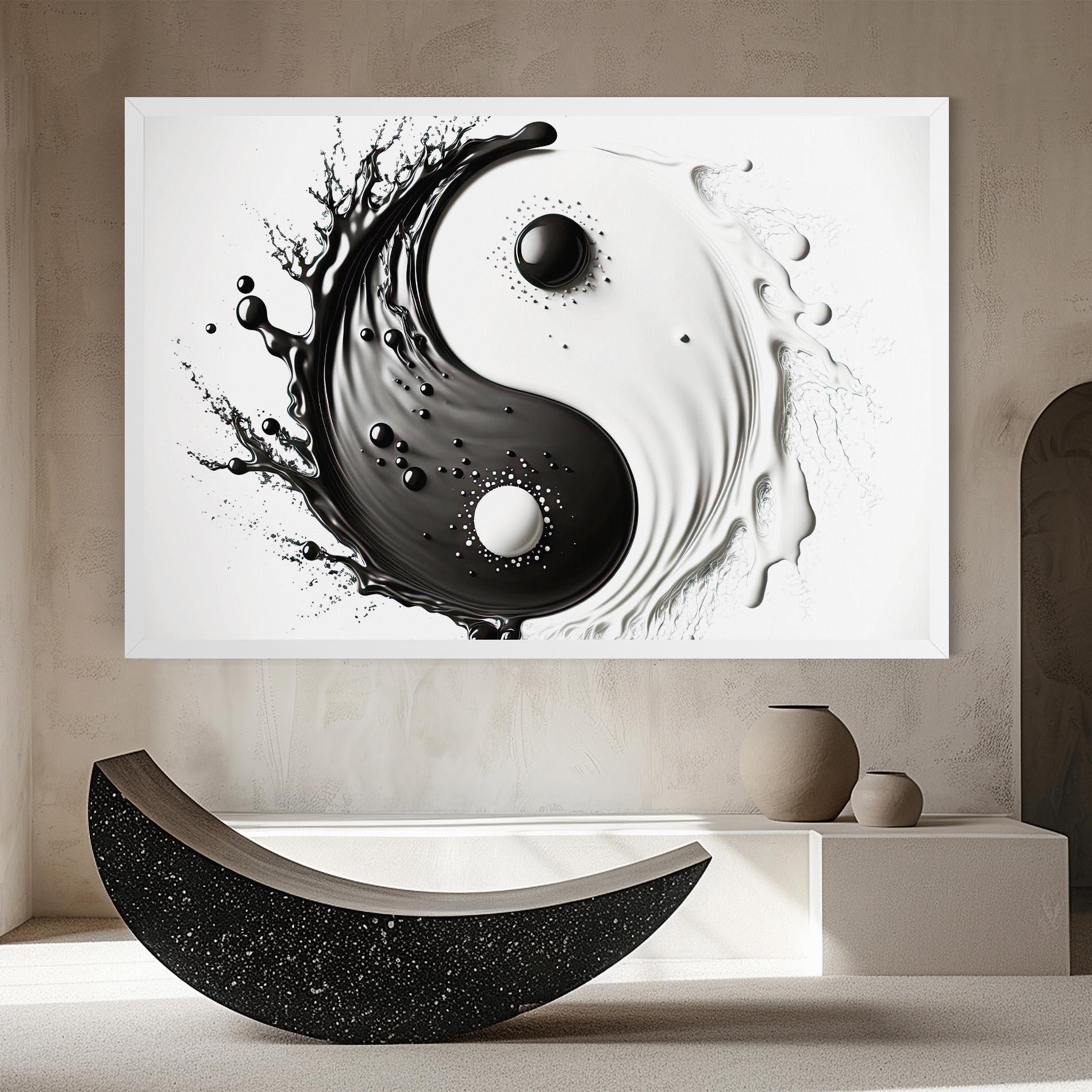Vászonkép Black Liquid Yinyang mockup 8