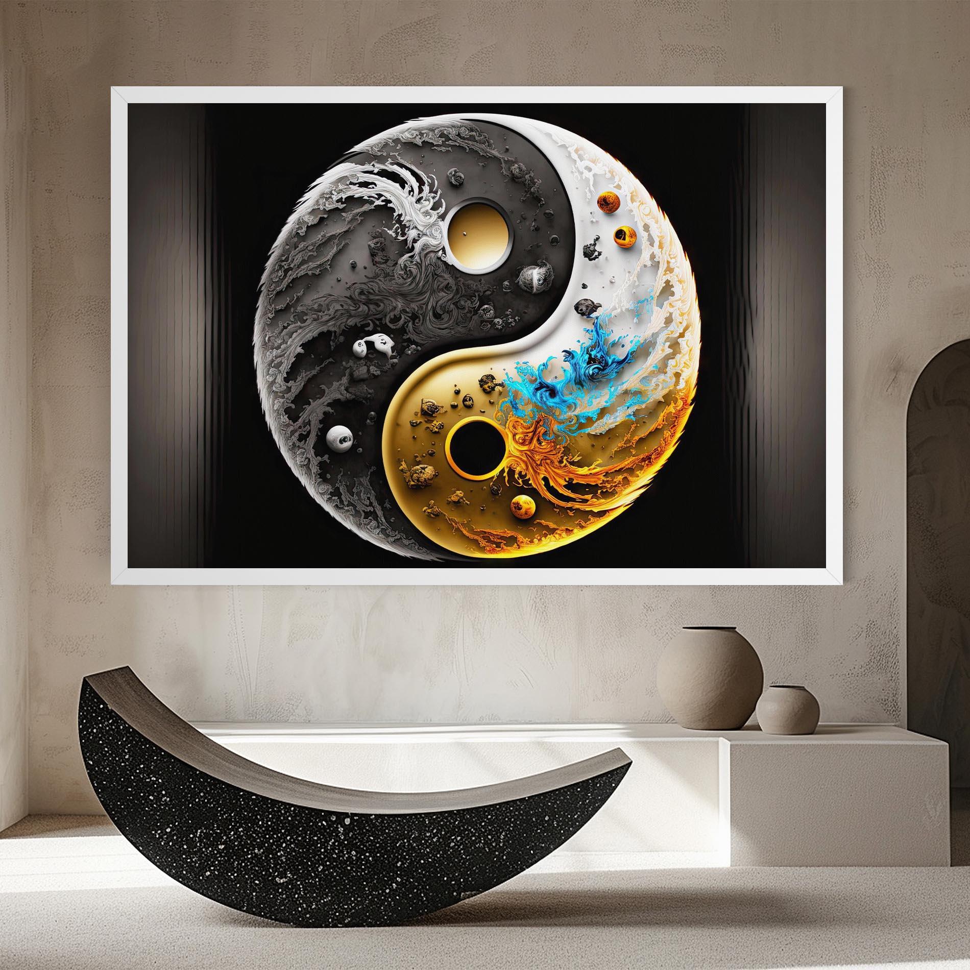 Vászonkép Black Yellow Yinyang mockup 8