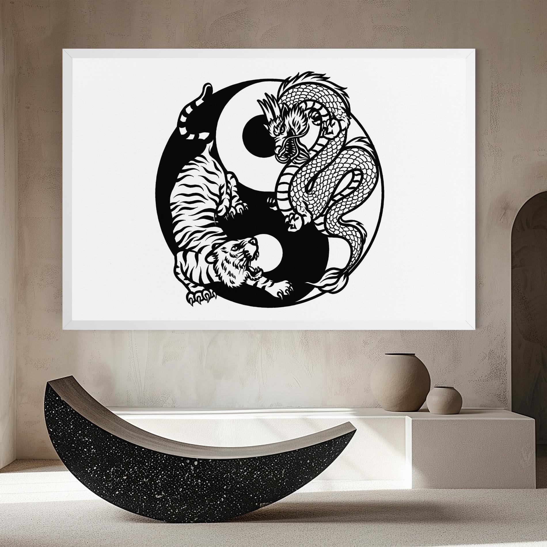 Vászonkép Tiger Dragon Yinyang mockup 8
