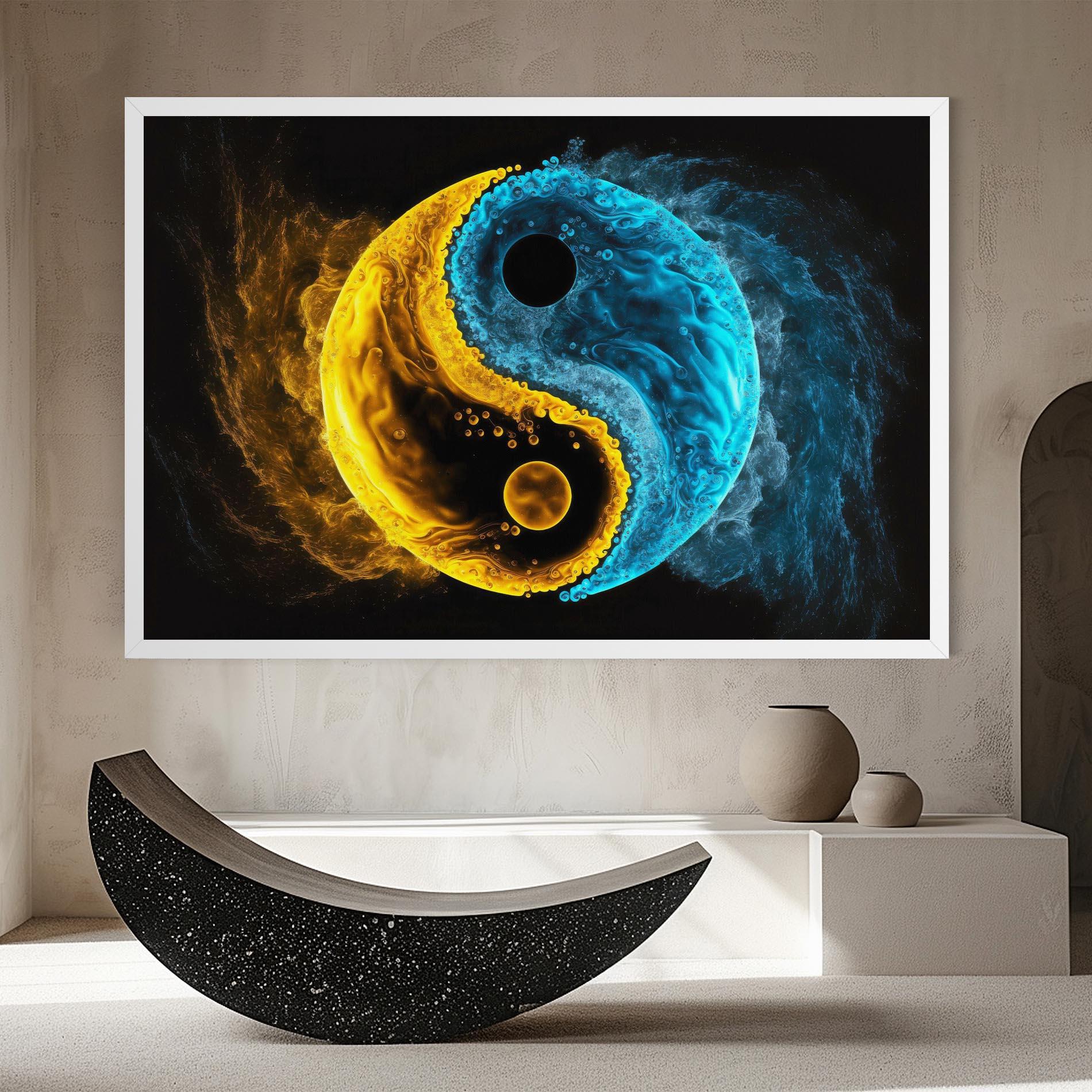 Vászonkép Yellow Blue Yinyang mockup 8