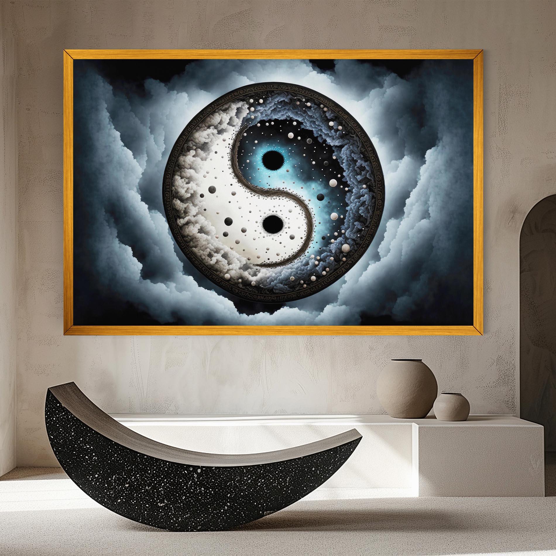 Vászonkép Black Blue Yinyang mockup 8