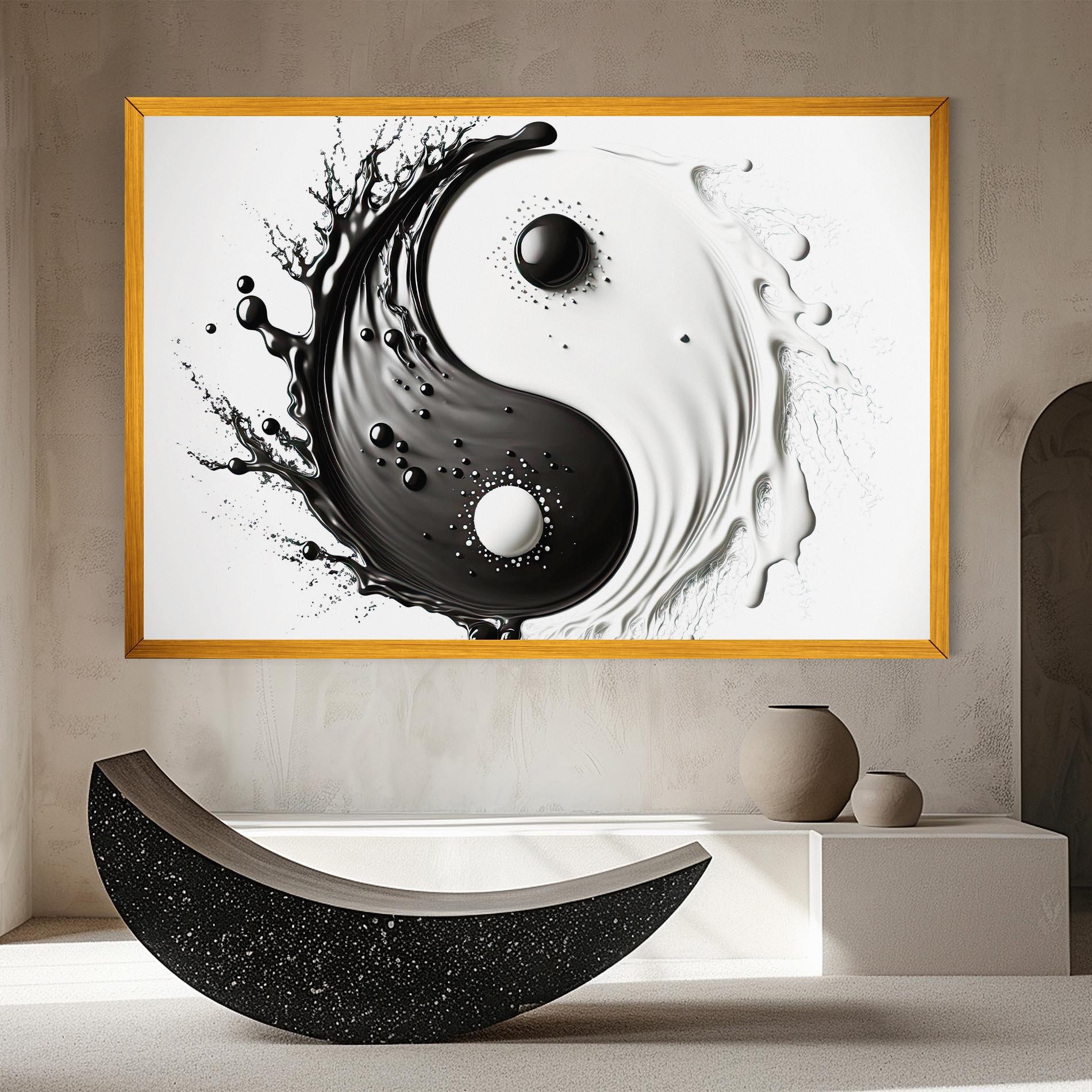 Vászonkép Black Liquid Yinyang mockup 8