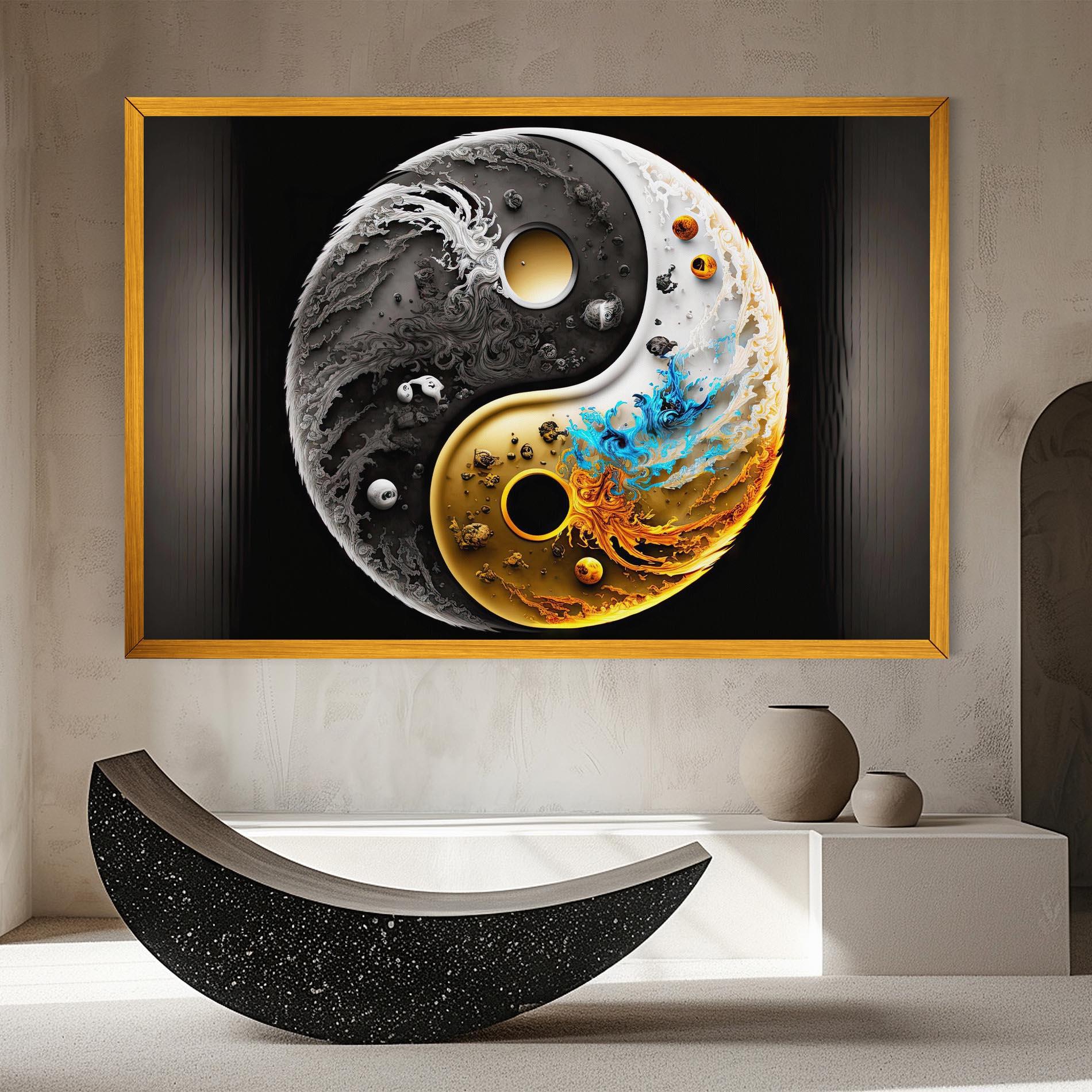 Vászonkép Black Yellow Yinyang mockup 8