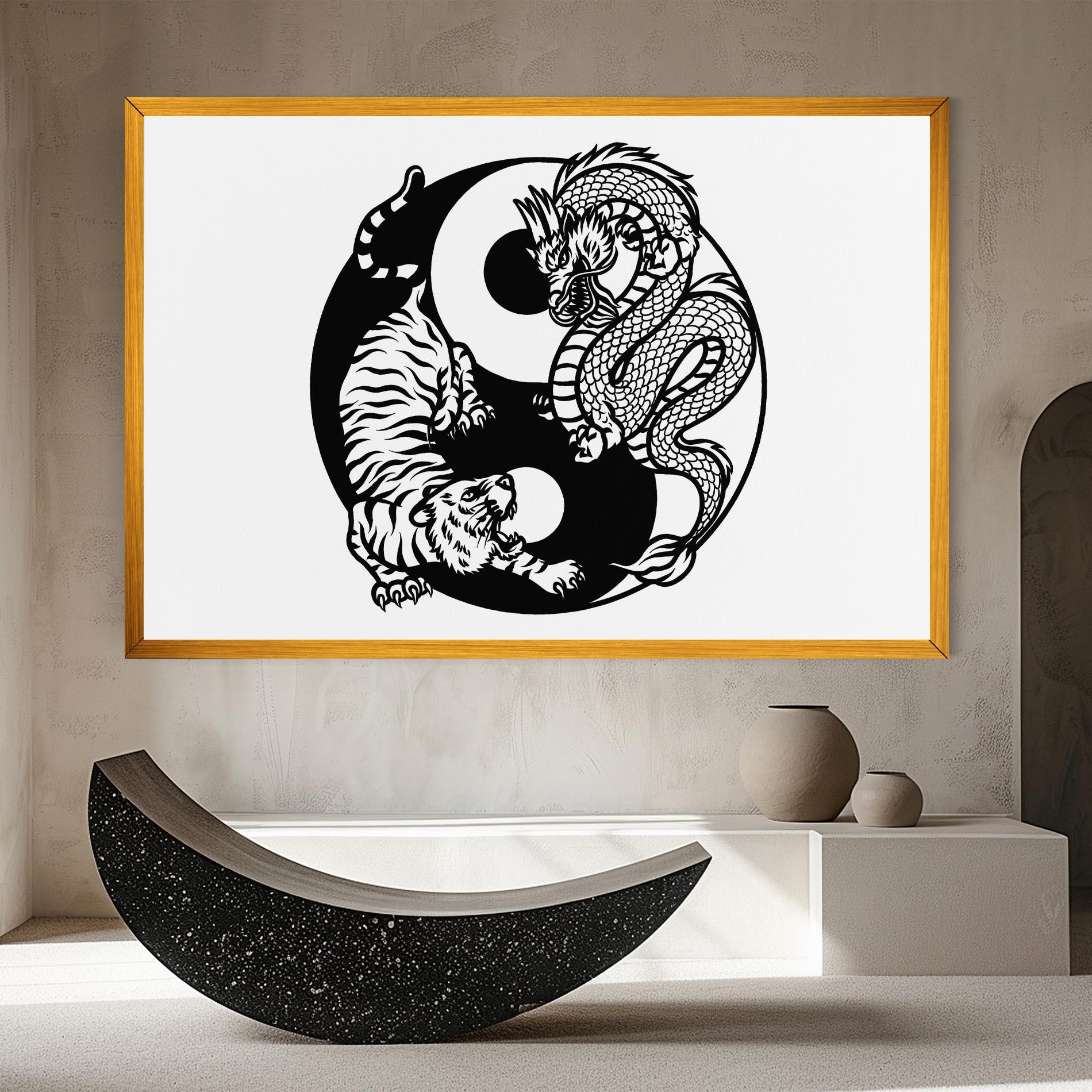 Vászonkép Tiger Dragon Yinyang mockup 8