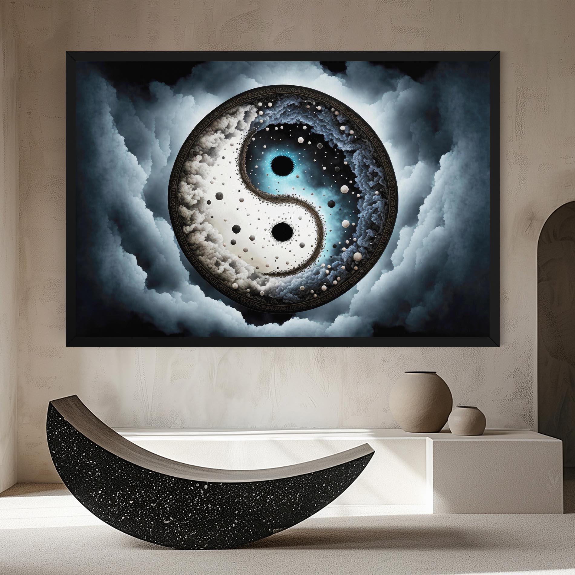 Vászonkép Black Blue Yinyang mockup 8