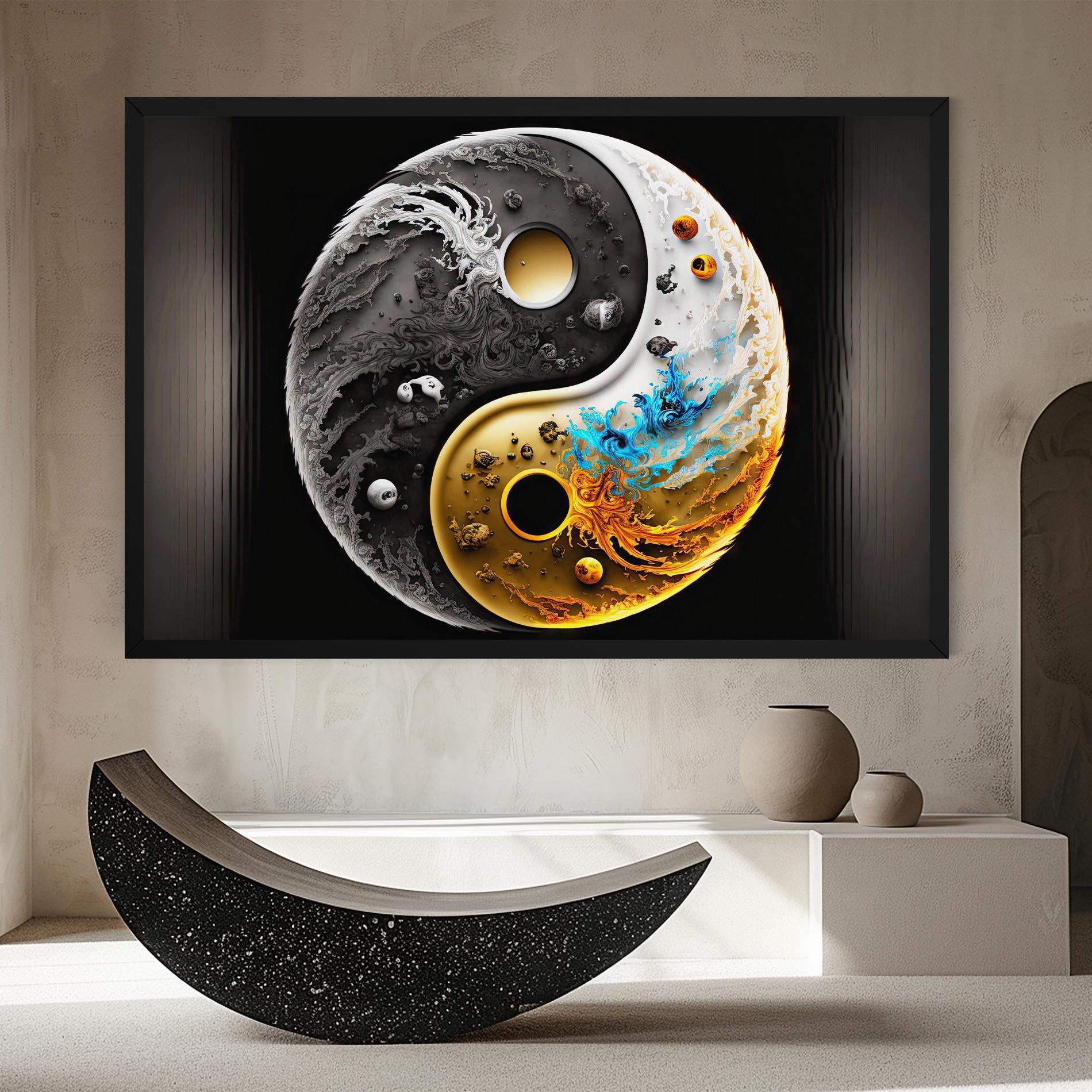 Vászonkép Black Yellow Yinyang mockup 8