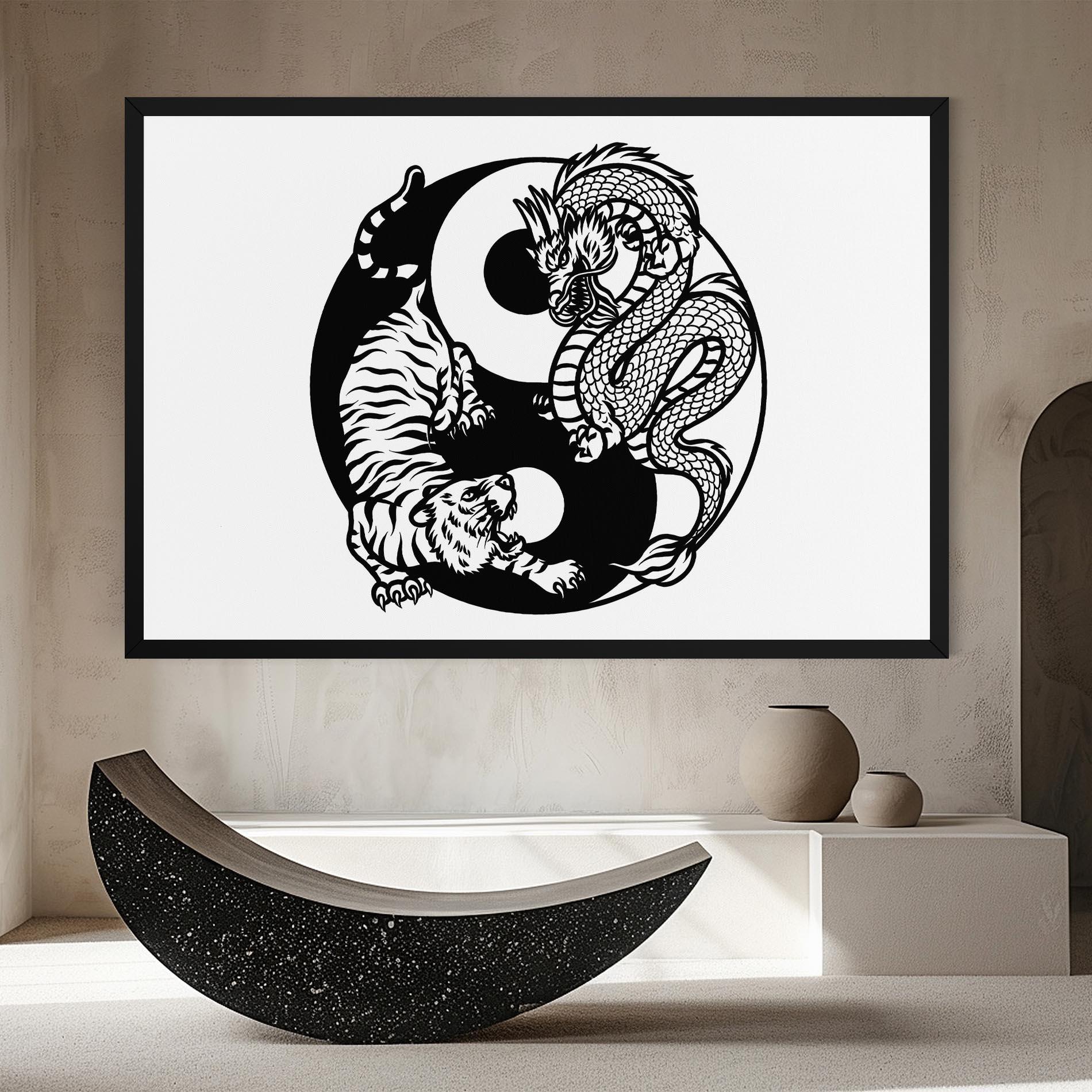 Vászonkép Tiger Dragon Yinyang mockup 8