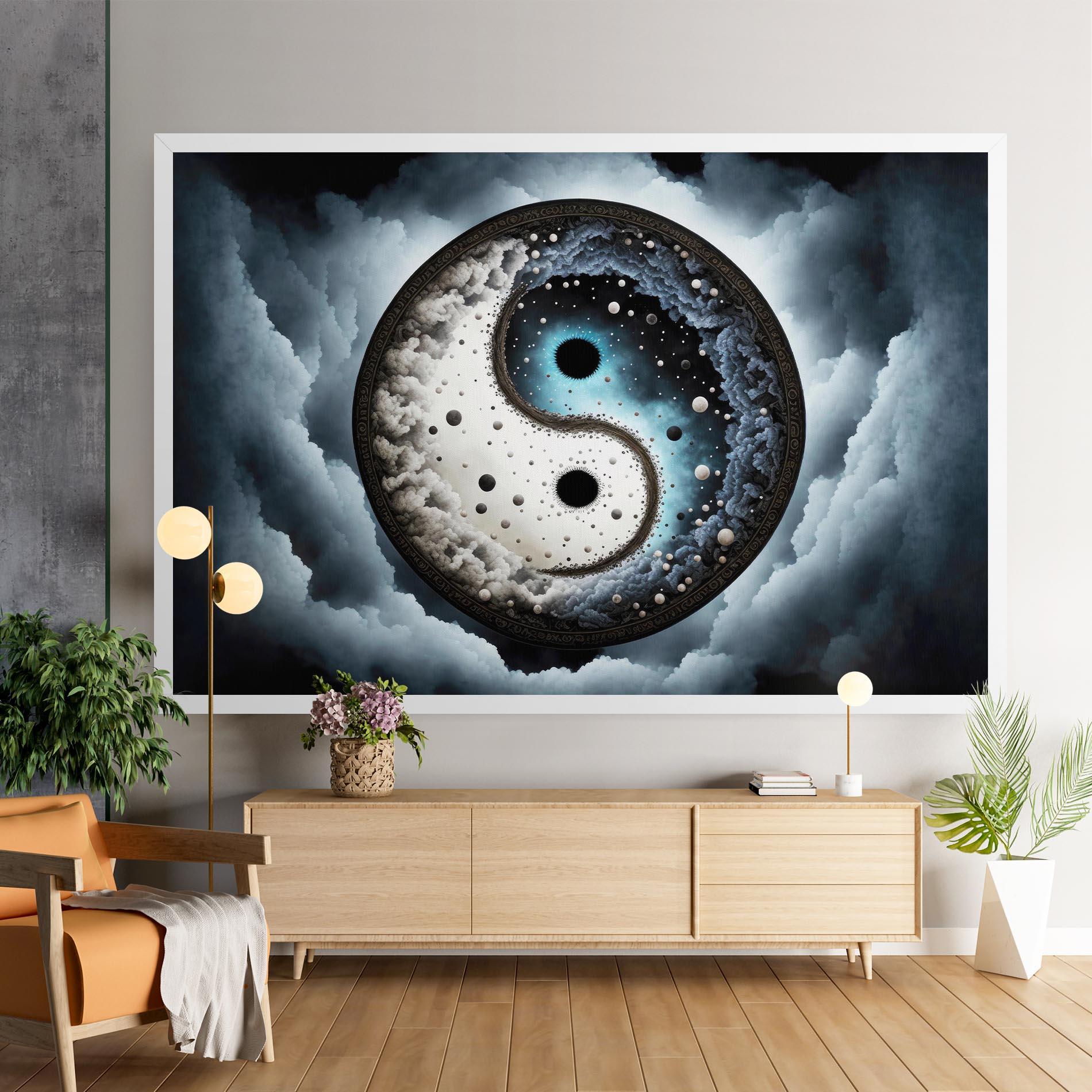 Vászonkép Black Blue Yinyang mockup 9