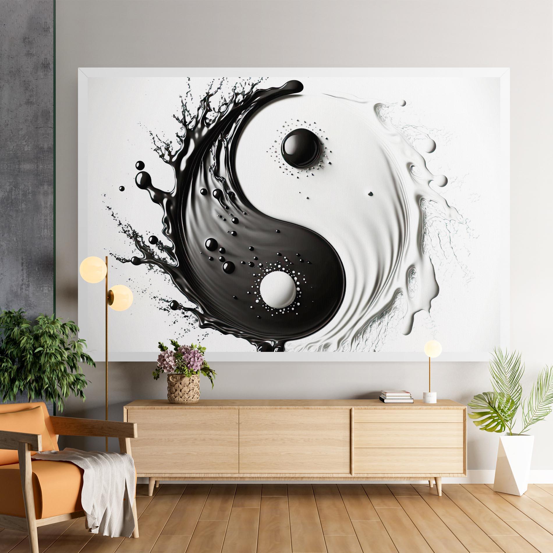 Vászonkép Black Liquid Yinyang mockup 9