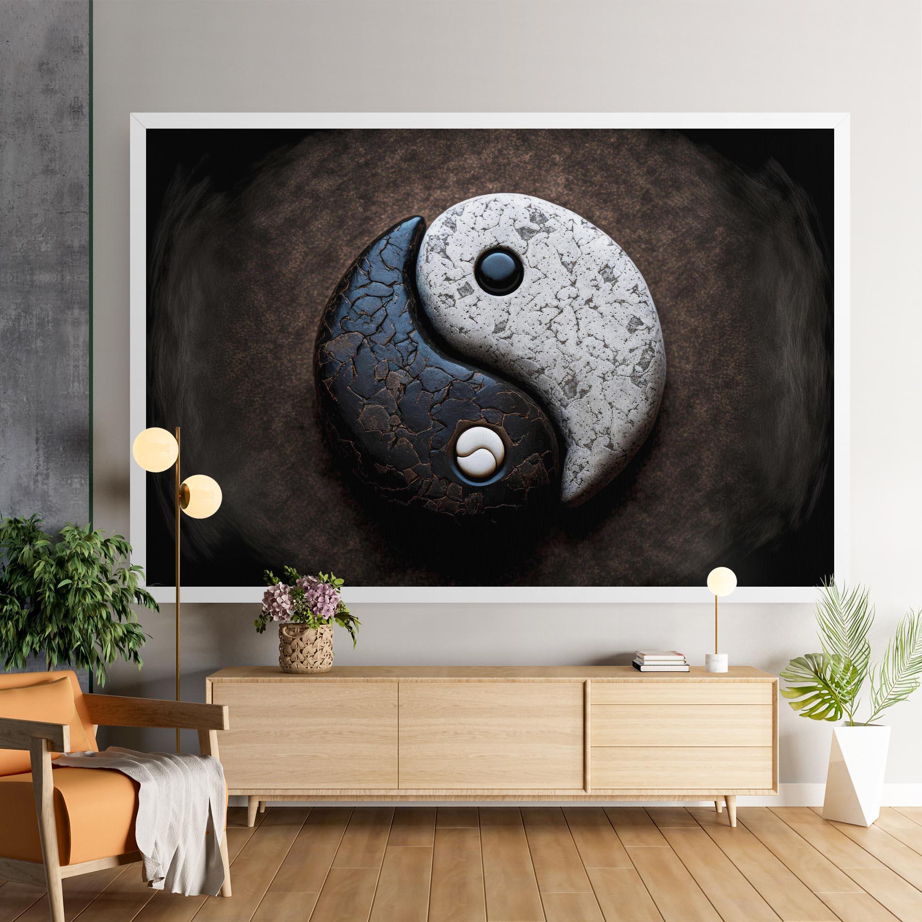 Vászonkép Black Stone Yinyang mockup 9