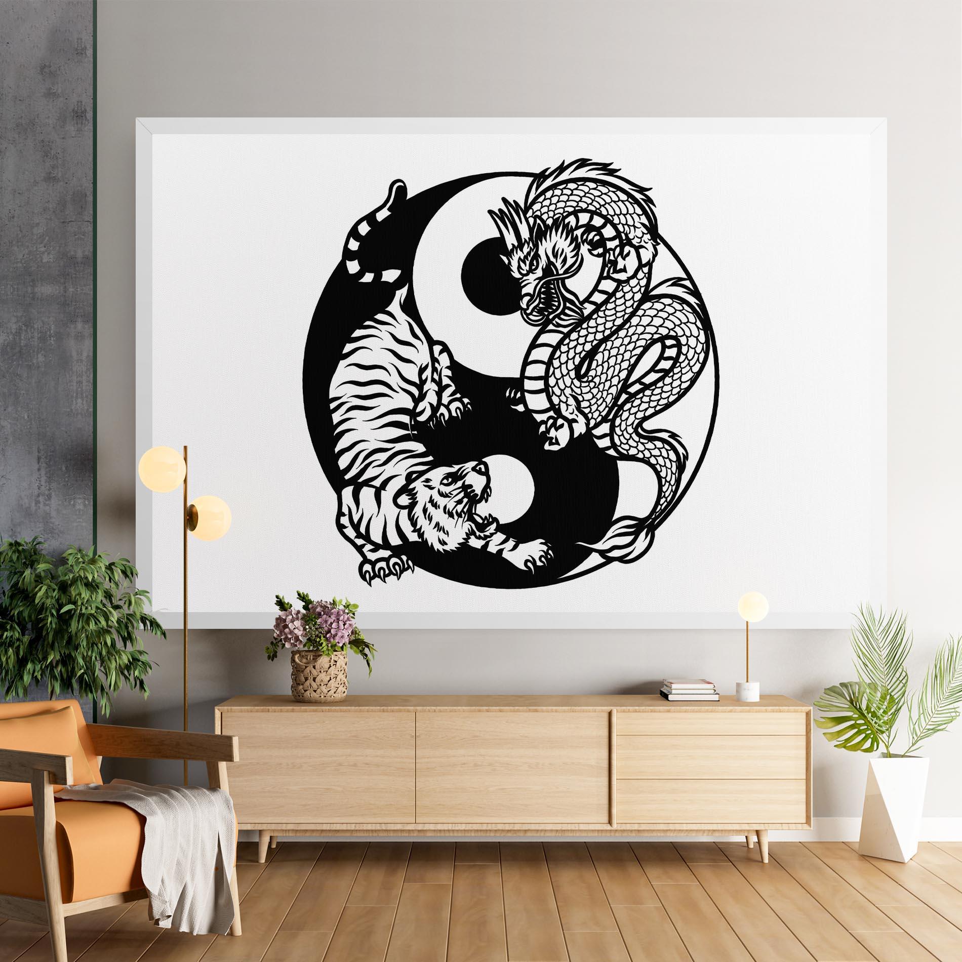 Vászonkép Tiger Dragon Yinyang mockup 9