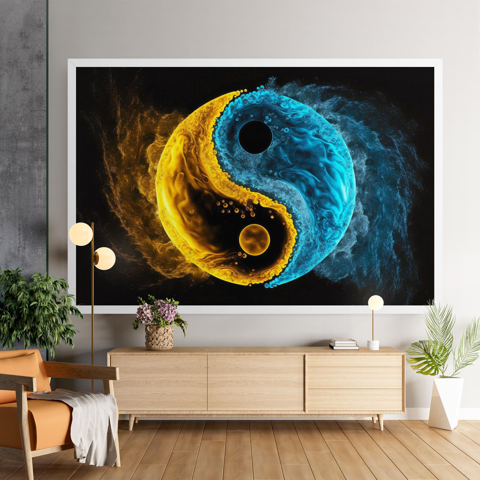 Vászonkép Yellow Blue Yinyang mockup 9