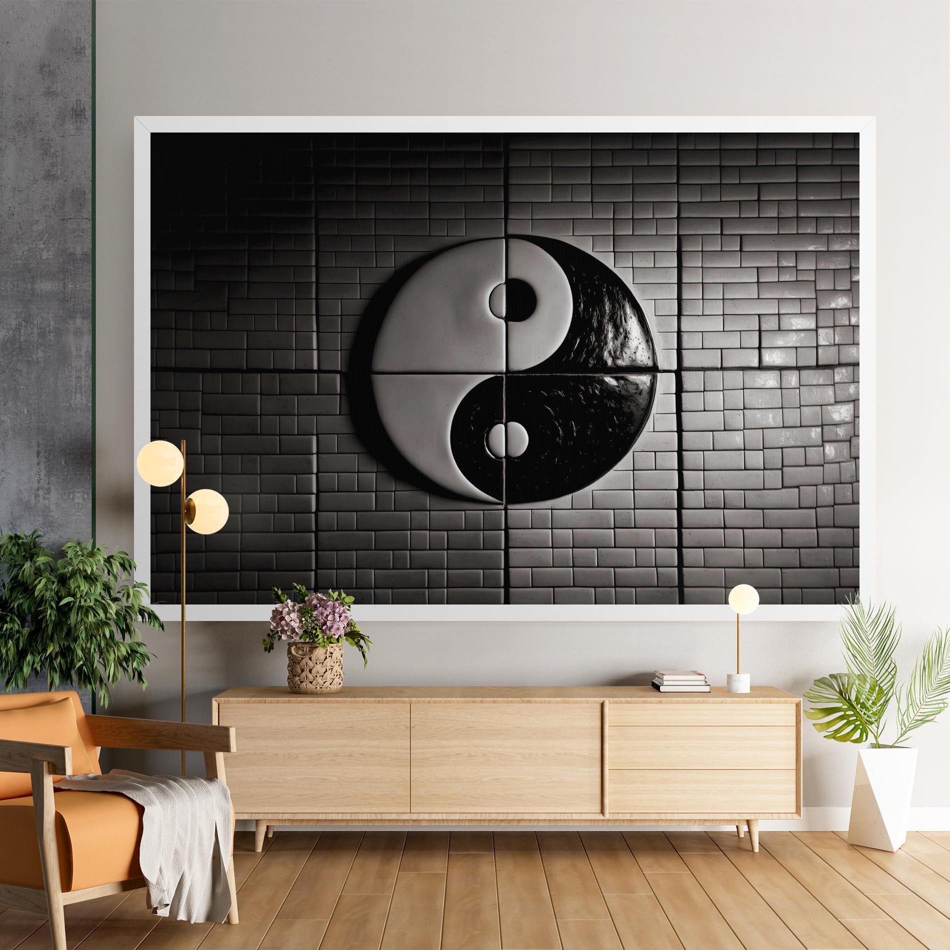 Vászonkép Yinyang Tiles Wall mockup 9
