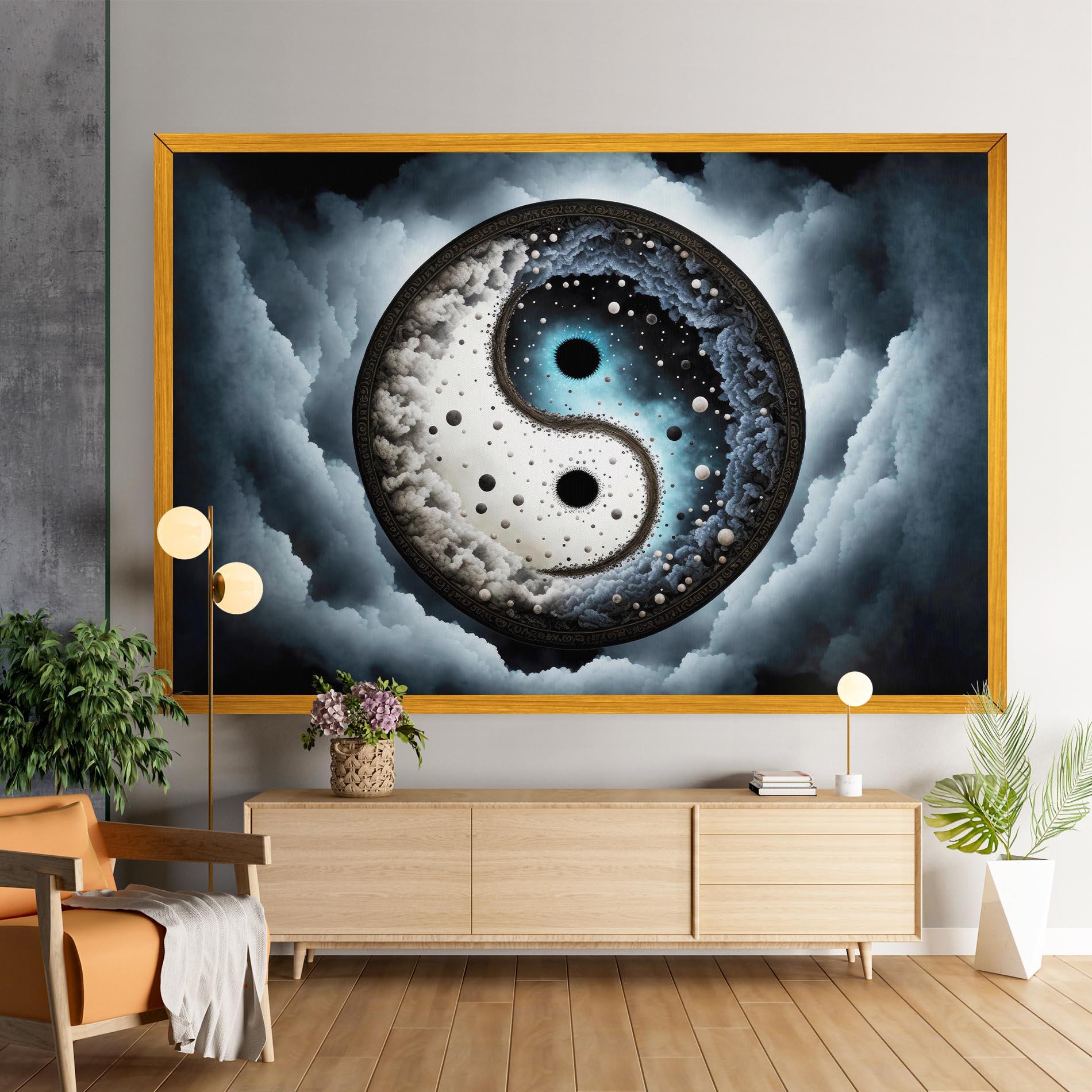 Vászonkép Black Blue Yinyang mockup 9