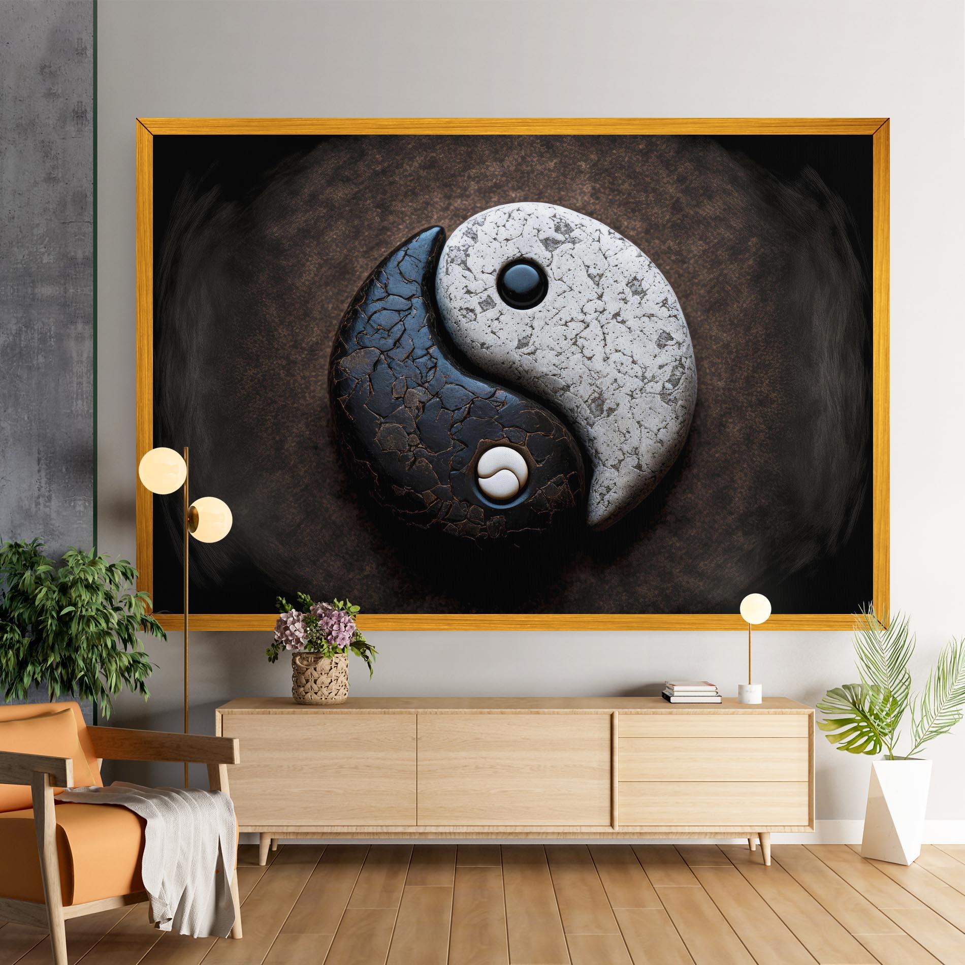 Vászonkép Black Stone Yinyang mockup 9
