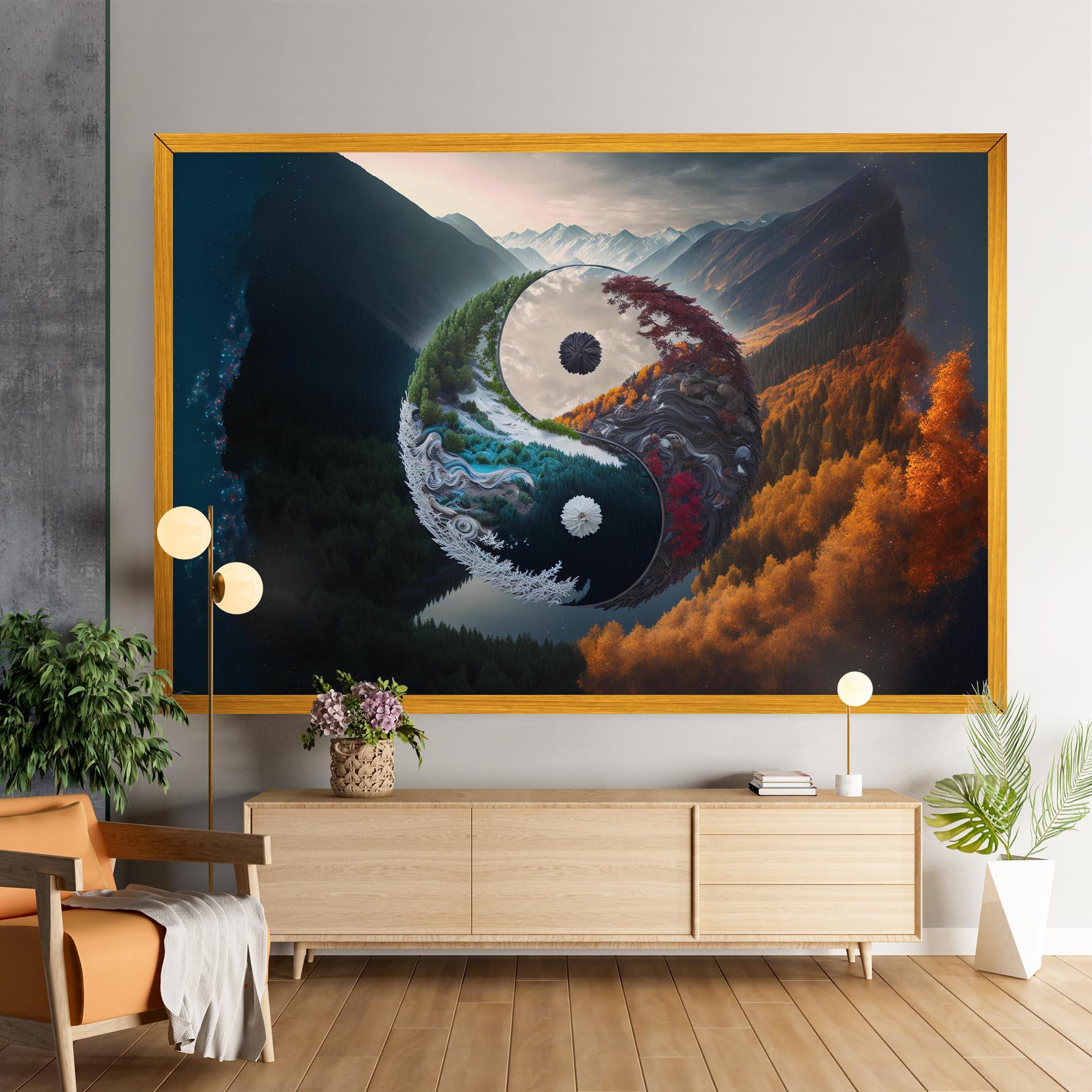 Vászonkép Mountain Yinyang mockup 9