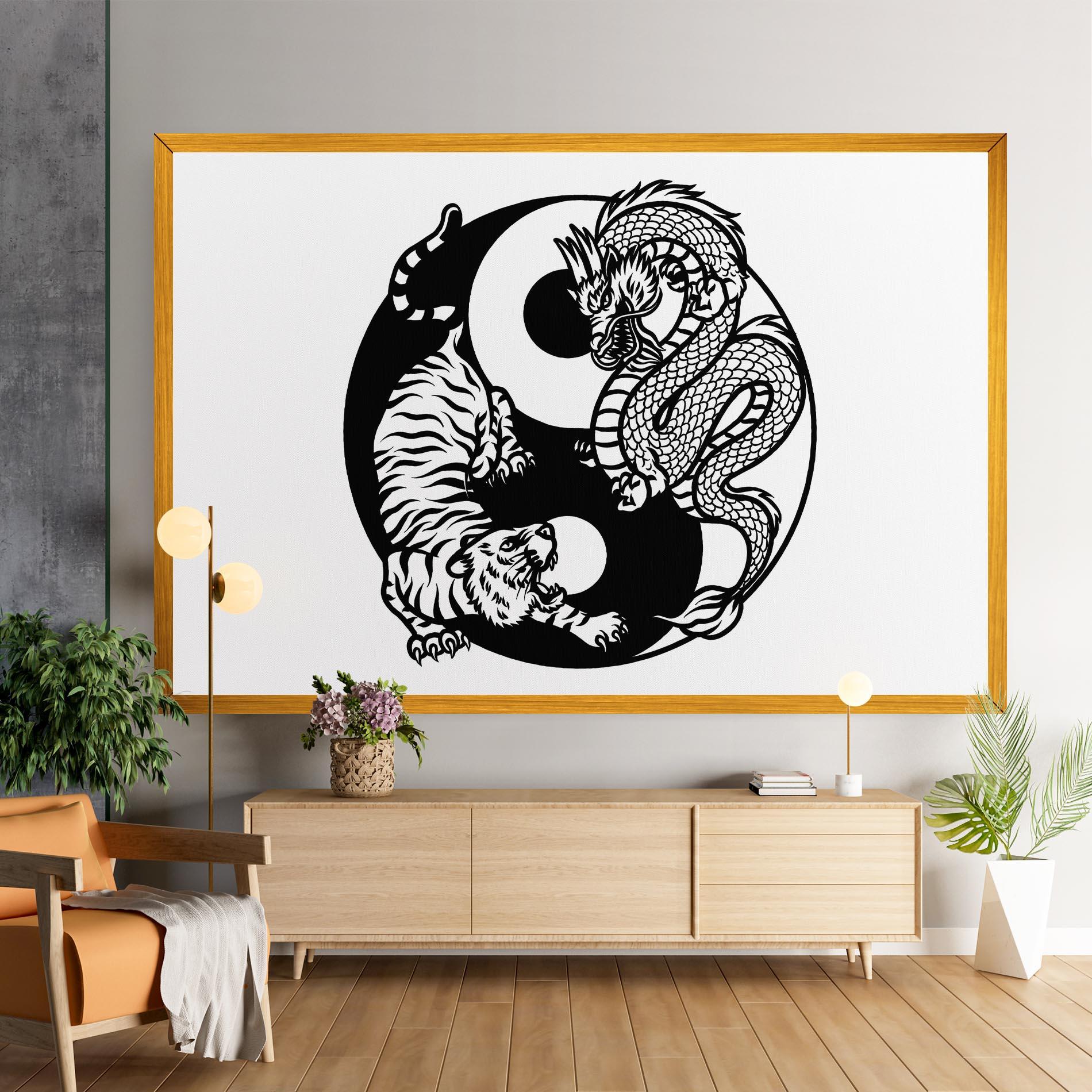 Vászonkép Tiger Dragon Yinyang mockup 9