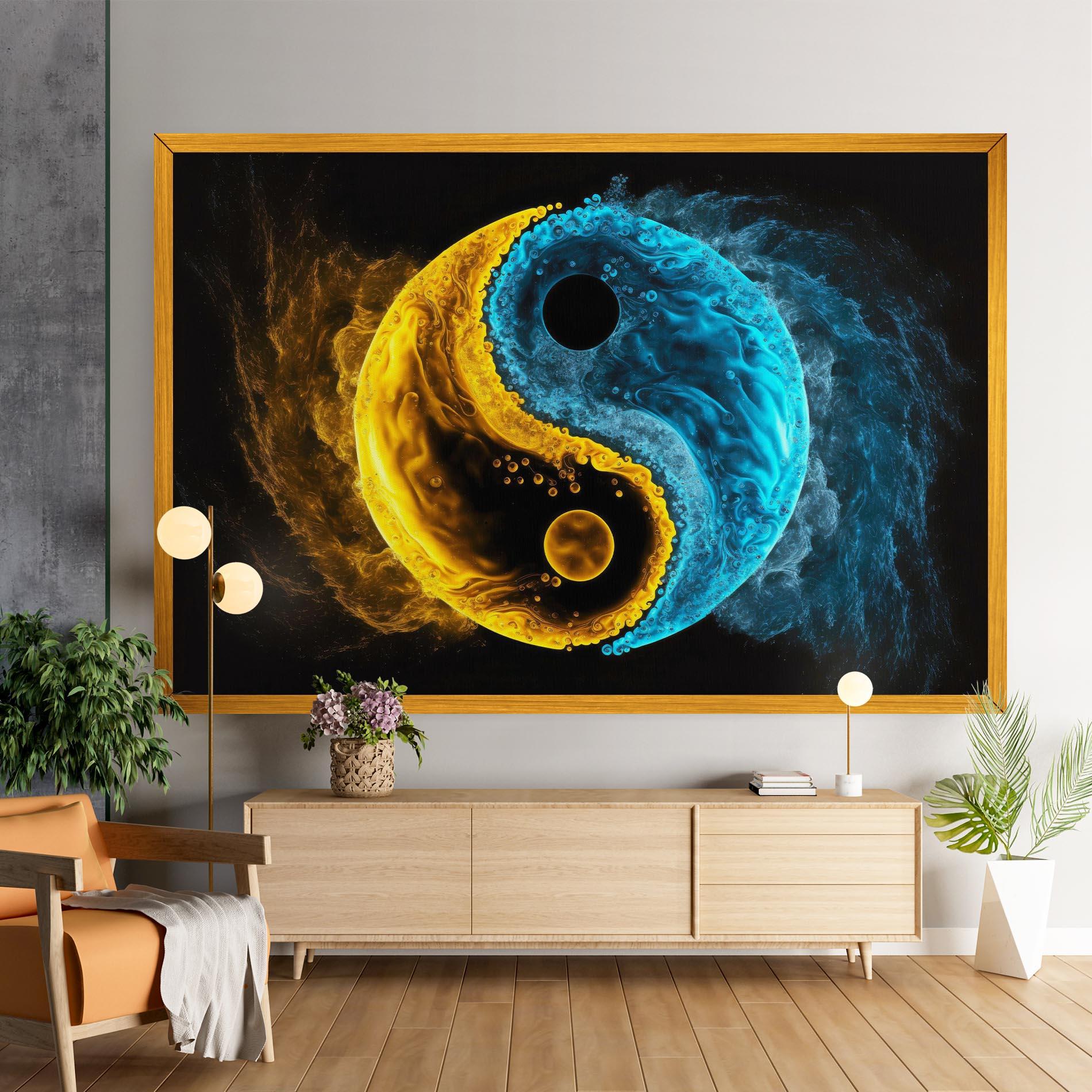 Vászonkép Yellow Blue Yinyang mockup 9