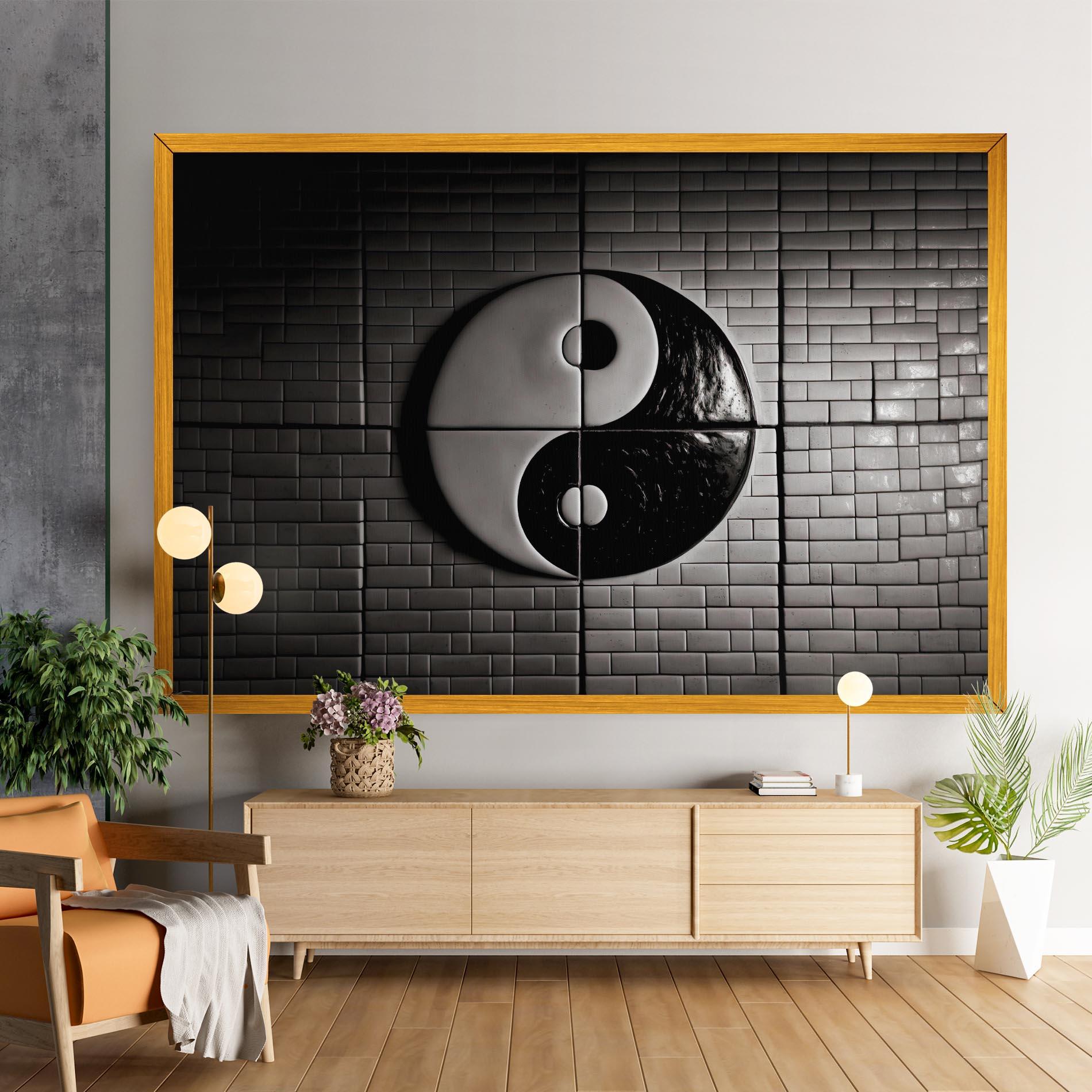 Vászonkép Yinyang Tiles Wall mockup 9