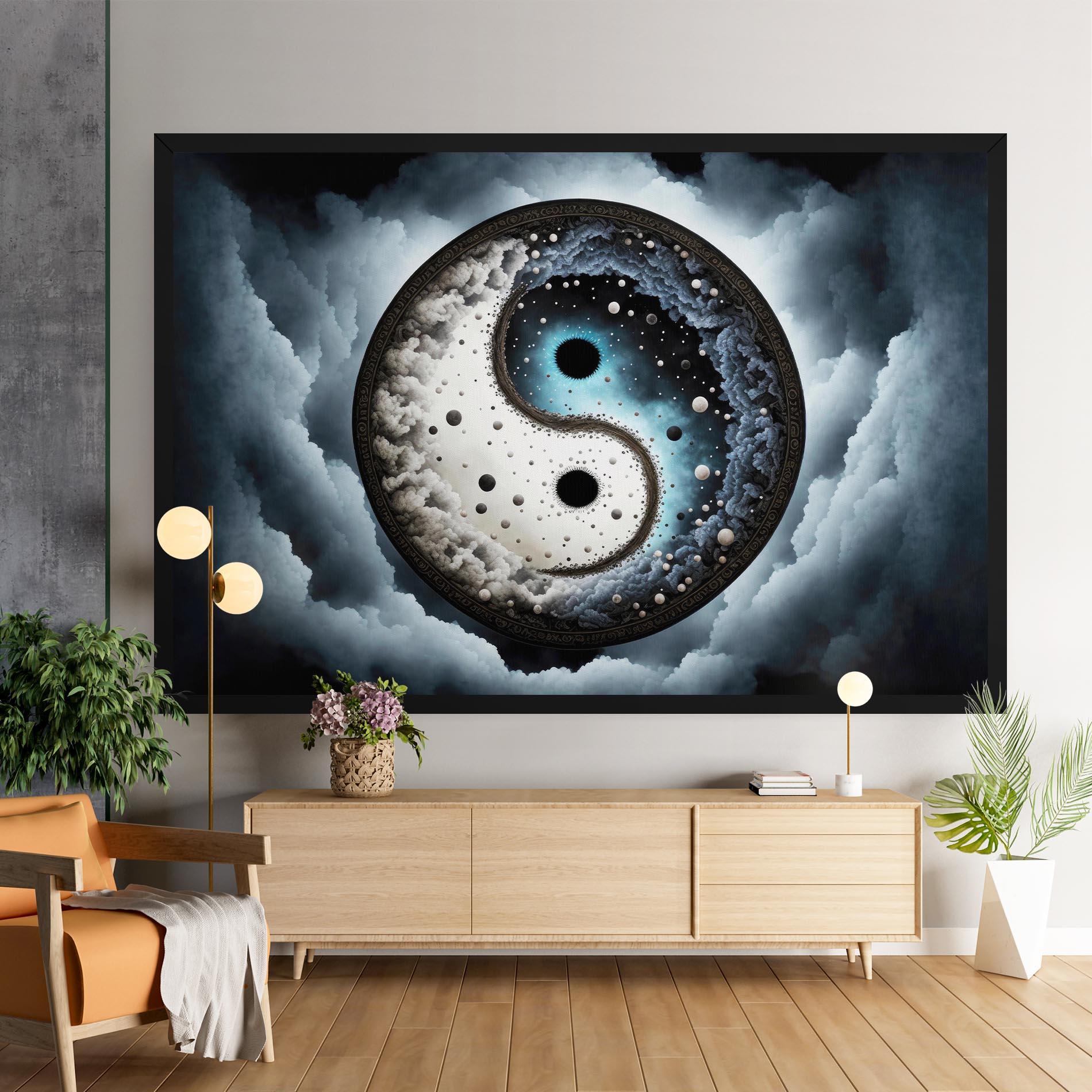 Vászonkép Black Blue Yinyang mockup 9