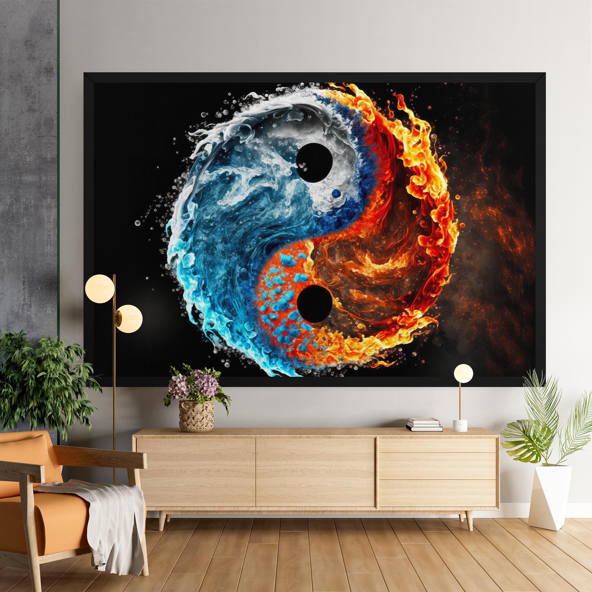 Vászonkép Fire Water Yin Yang mockup 9