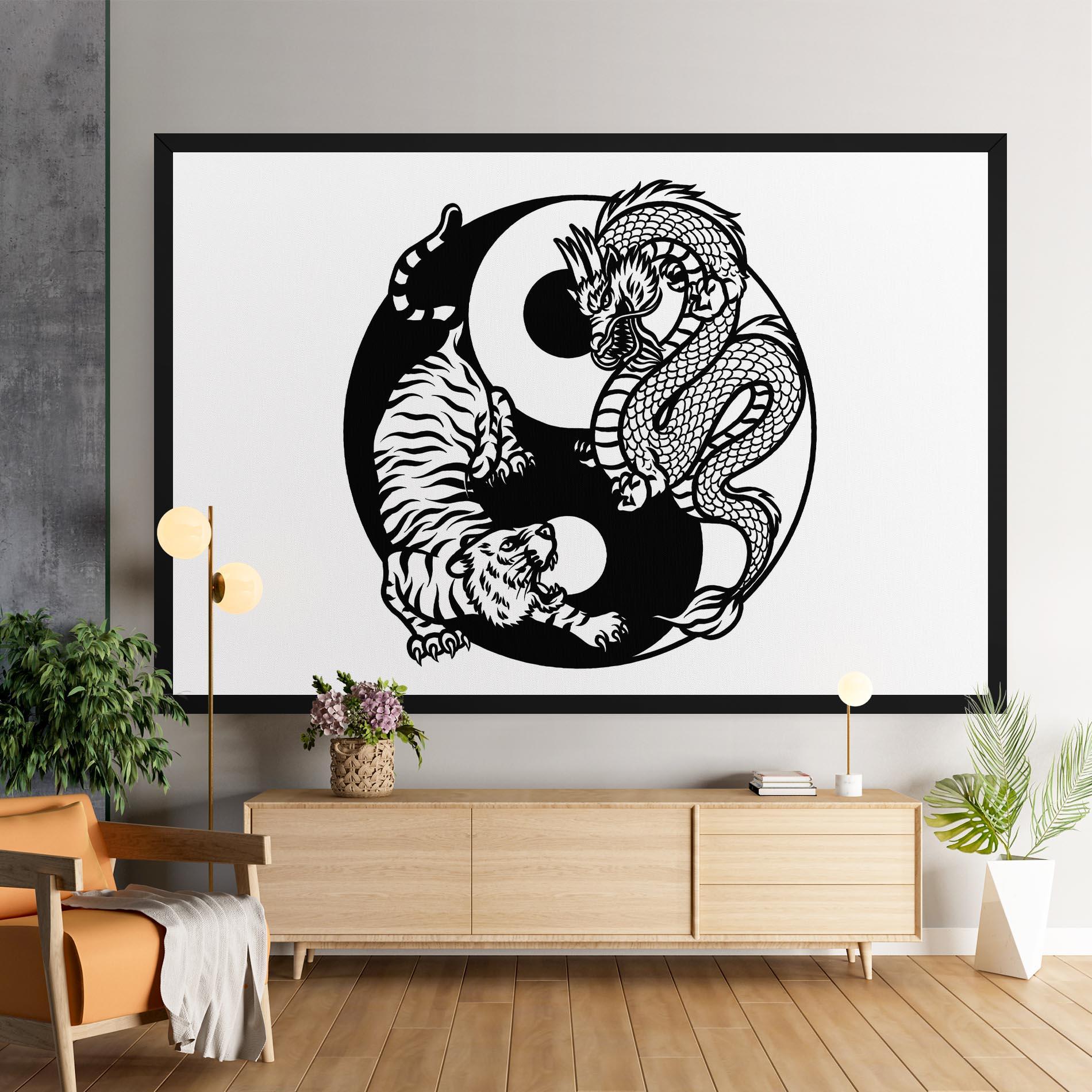 Vászonkép Tiger Dragon Yinyang mockup 9