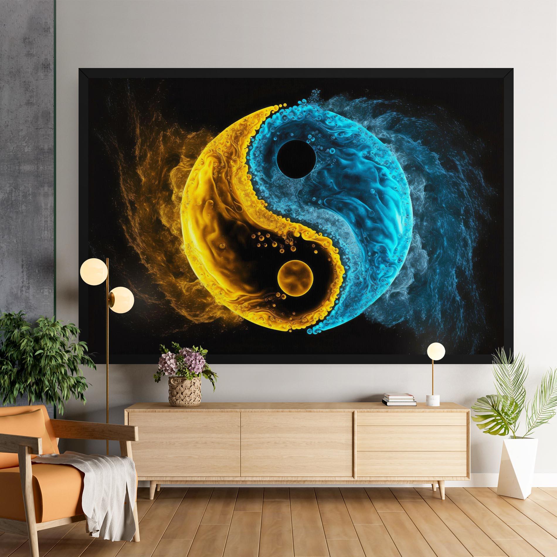 Vászonkép Yellow Blue Yinyang mockup 9