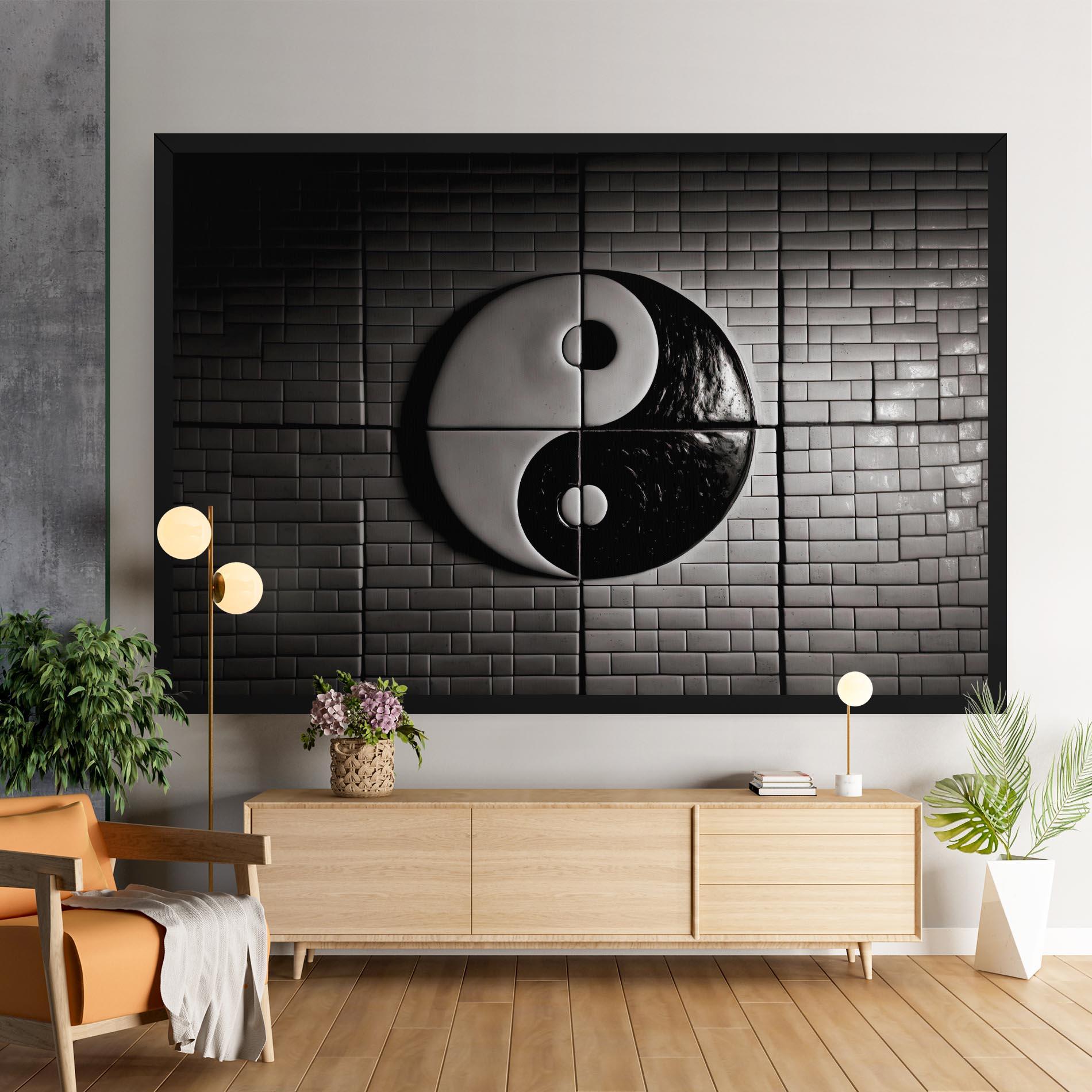 Vászonkép Yinyang Tiles Wall mockup 9