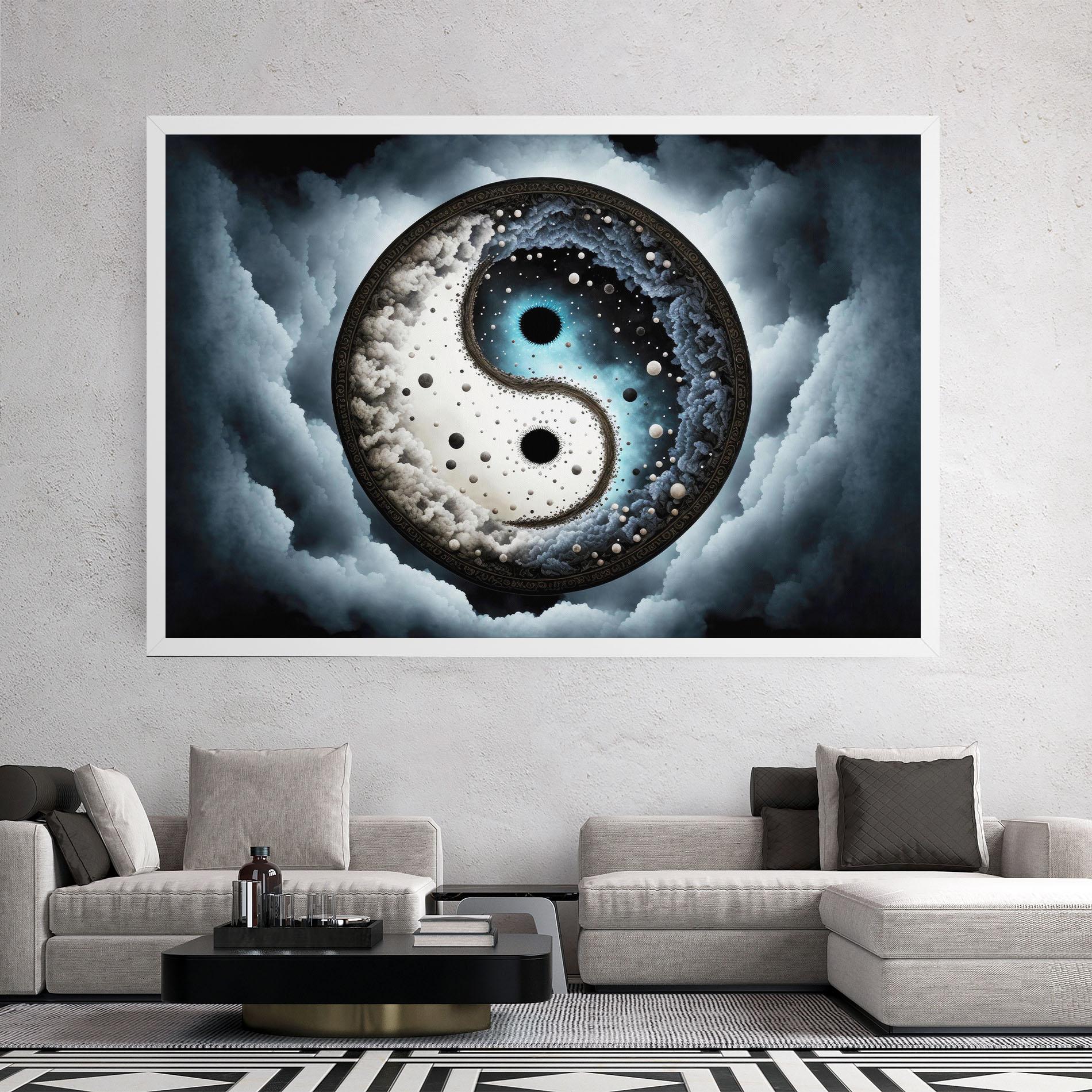 Vászonkép Black Blue Yinyang mockup 2