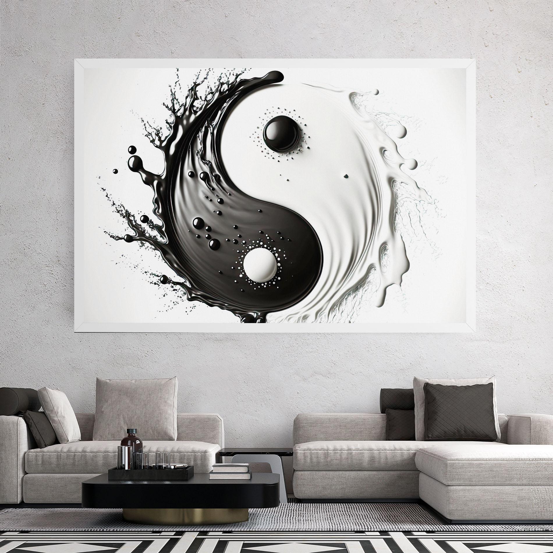 Vászonkép Black Liquid Yinyang mockup 2