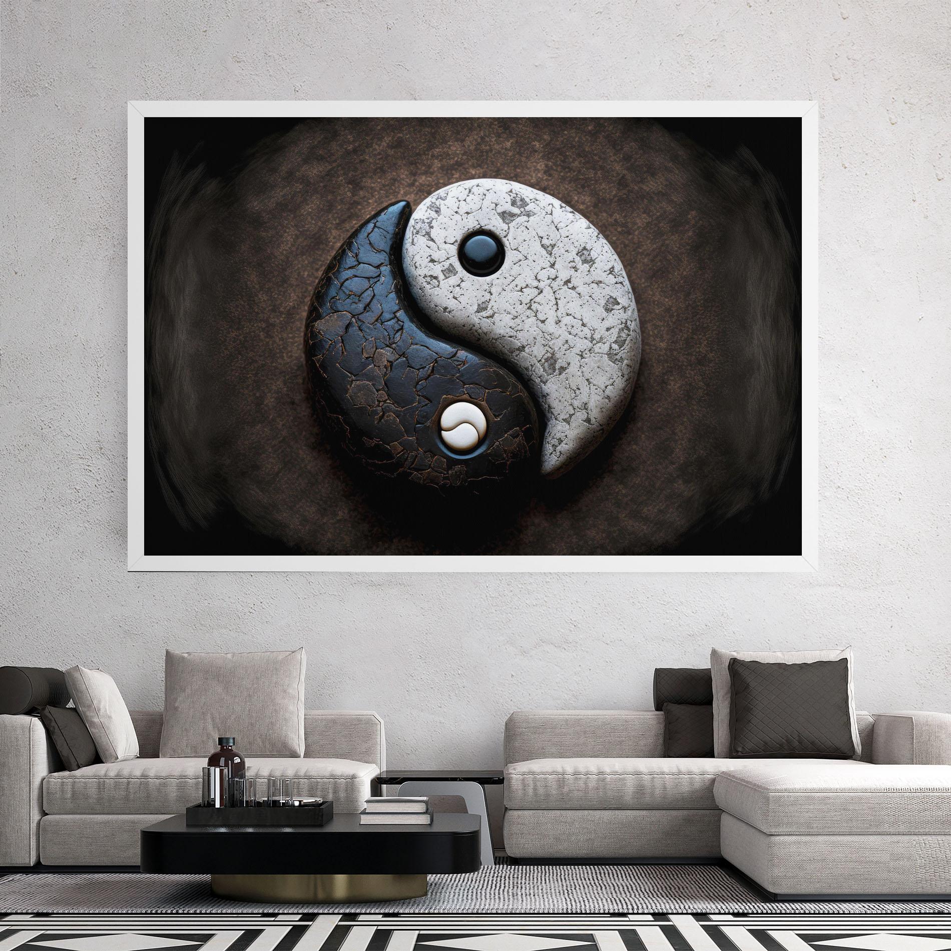 Vászonkép Black Stone Yinyang mockup 2