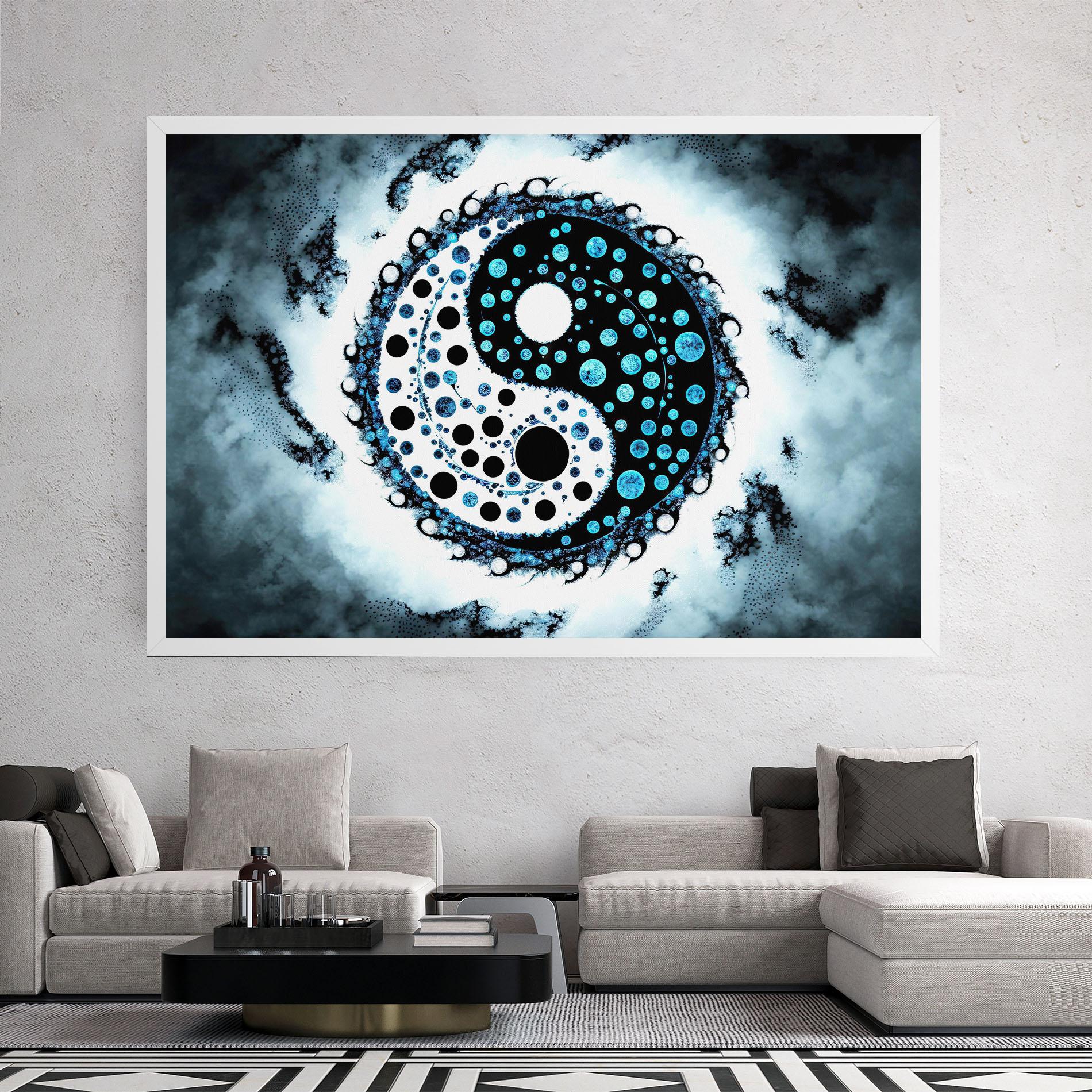 Vászonkép Blue White Yinyang mockup 2