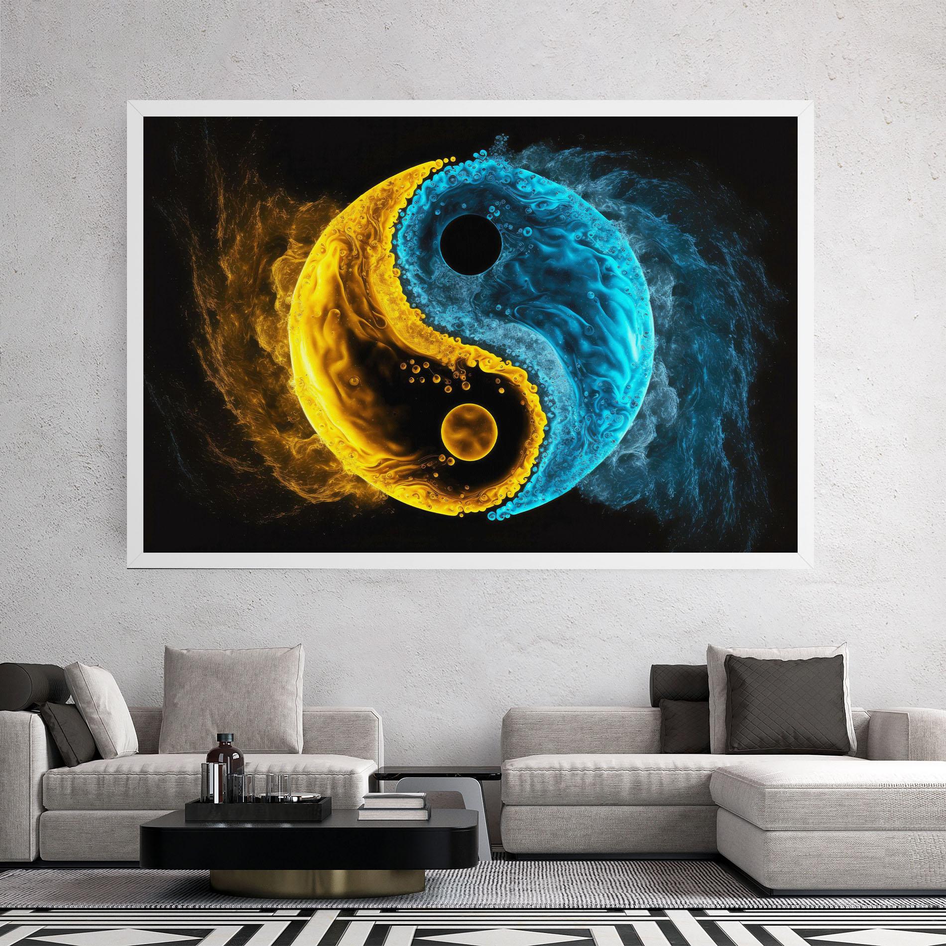 Vászonkép Yellow Blue Yinyang mockup 2