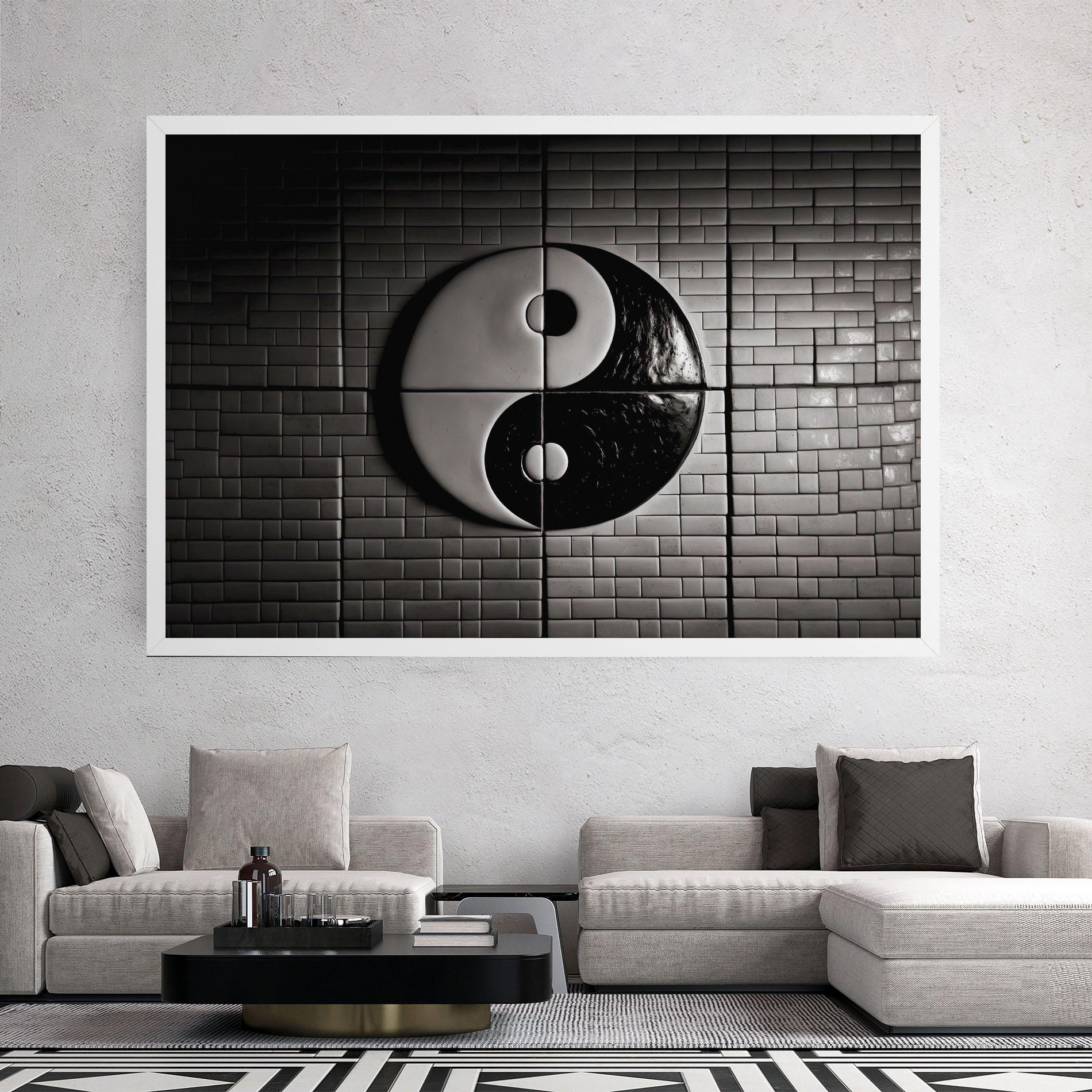 Vászonkép Yinyang Tiles Wall mockup 2