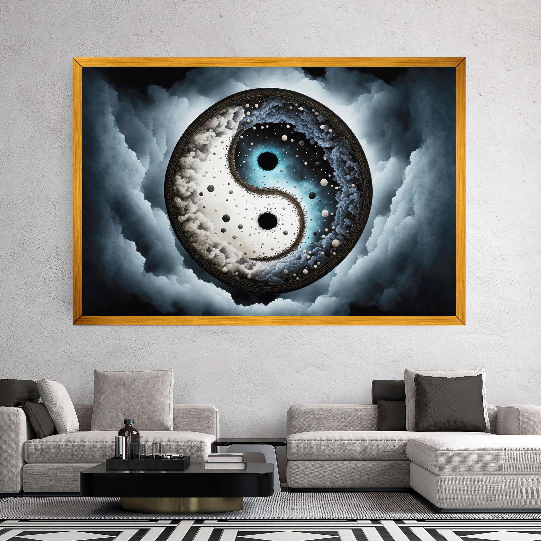 Vászonkép Black Blue Yinyang mockup 2